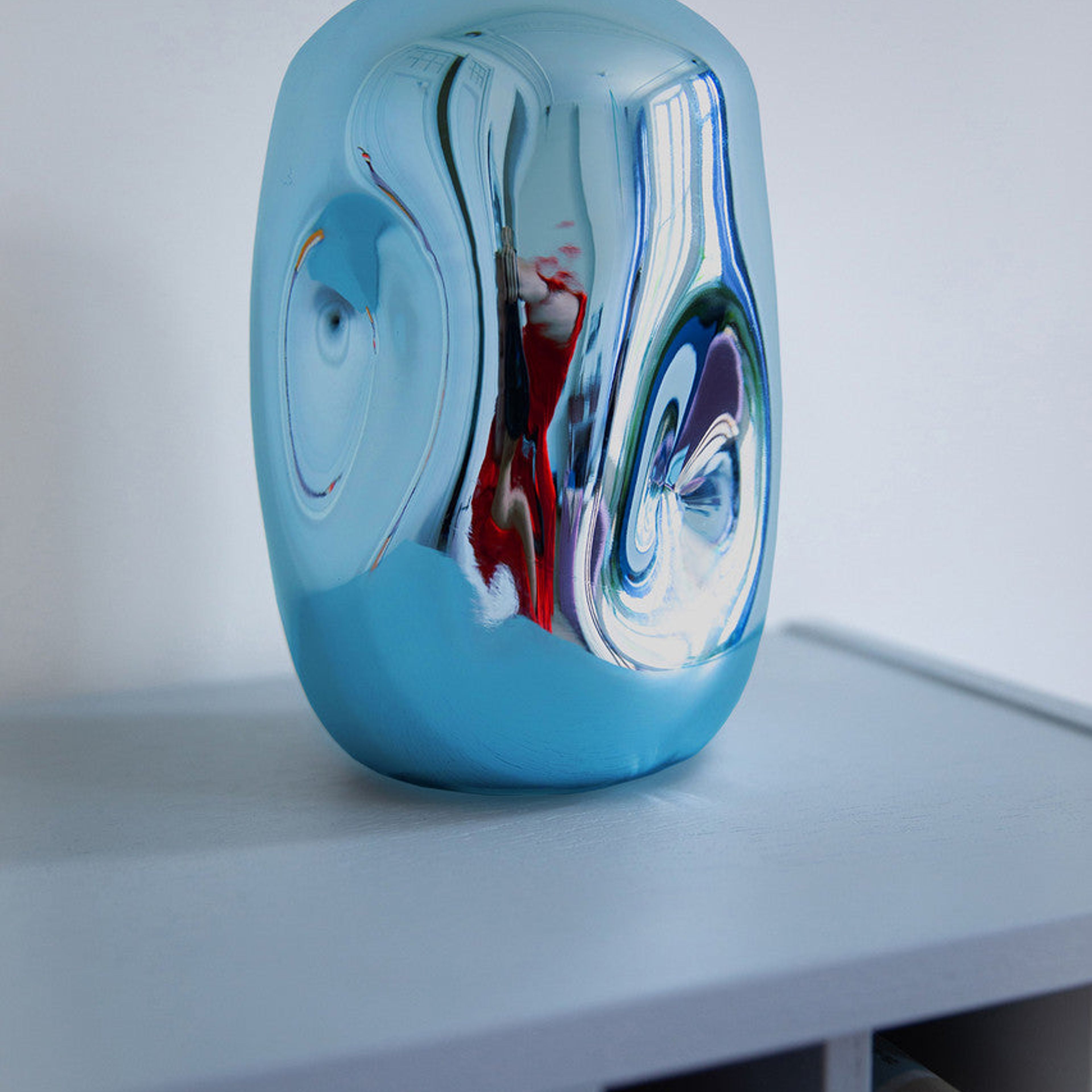 Blue chrome glass vase