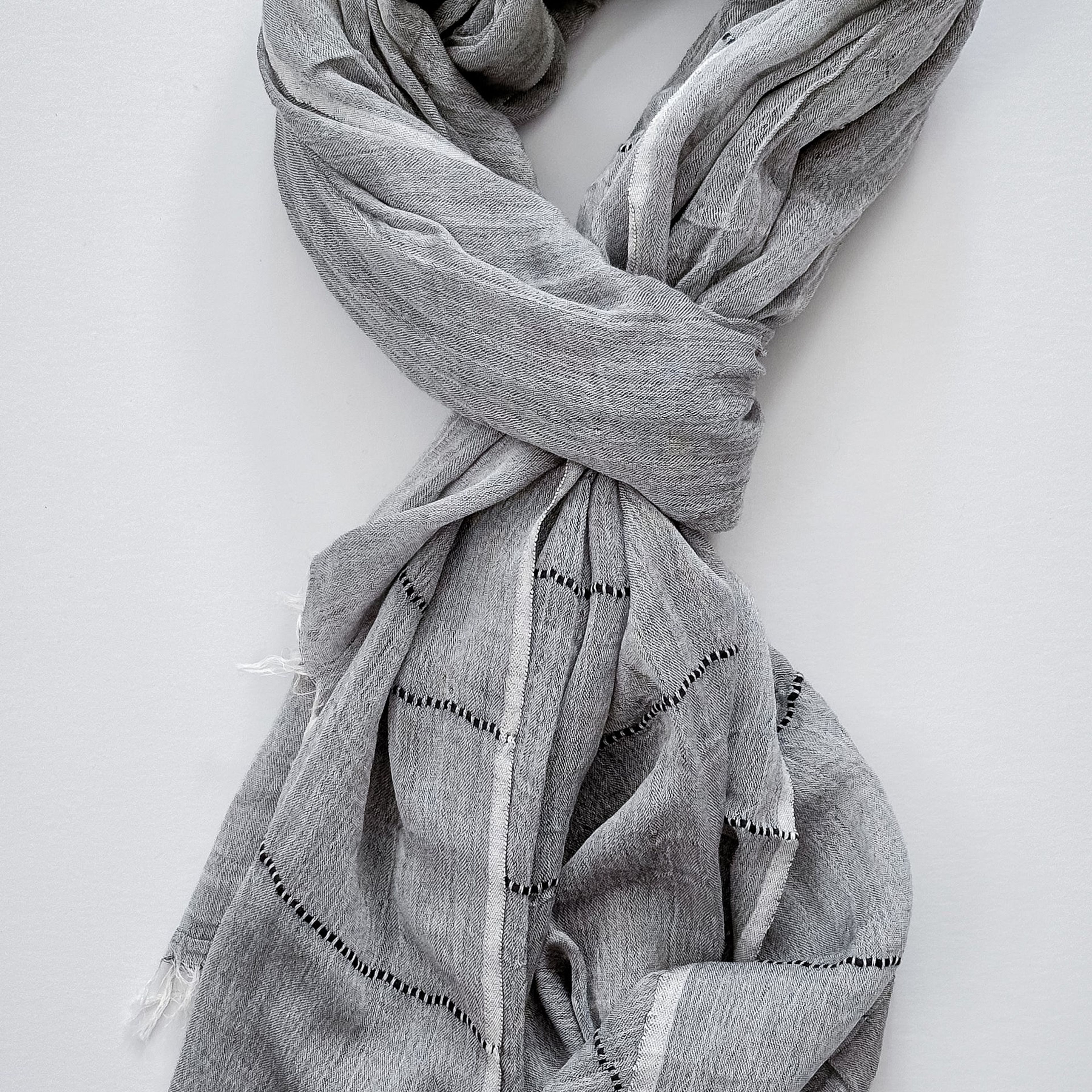 Grey Lined Scarf