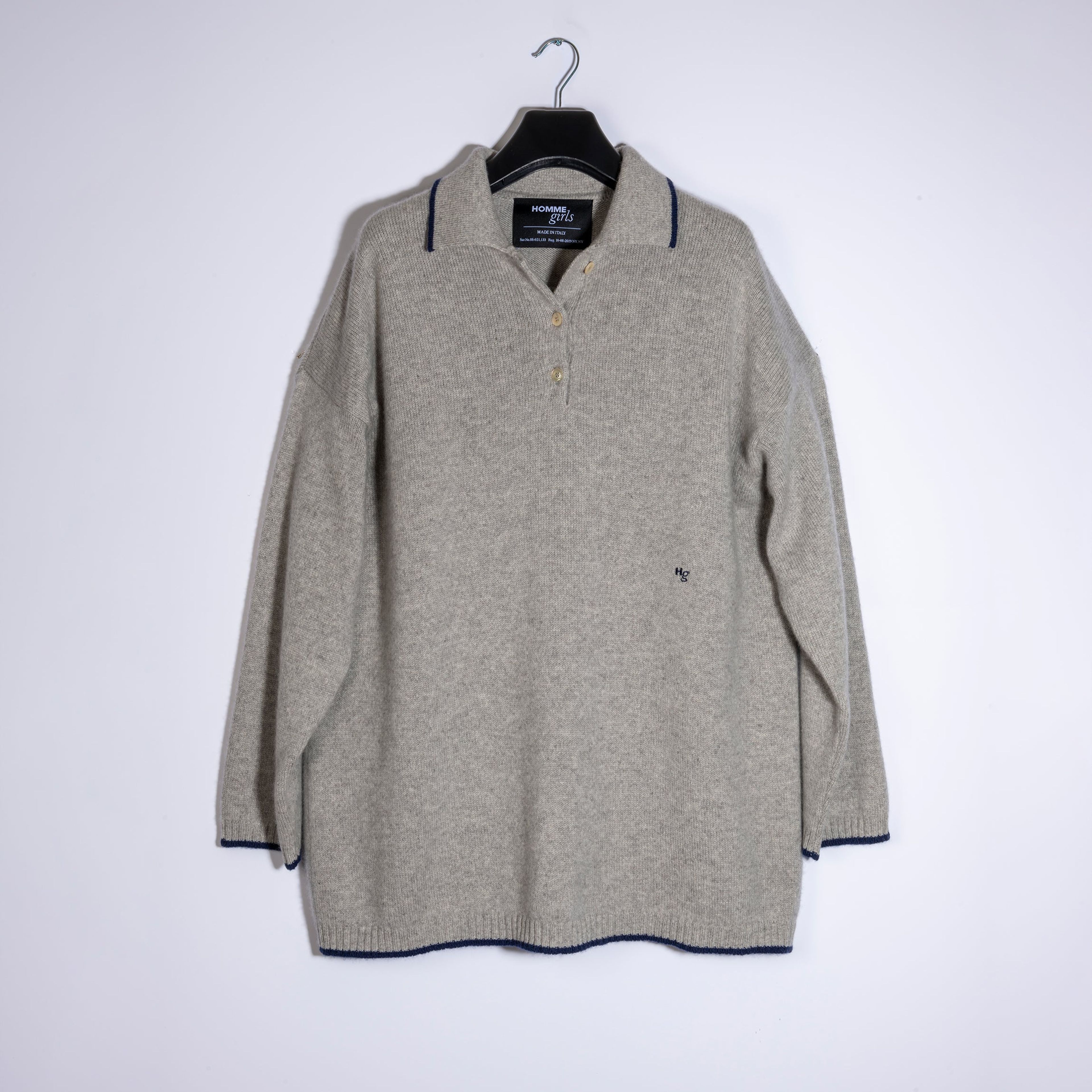 Cashmere Knit Long Sleeve Polo