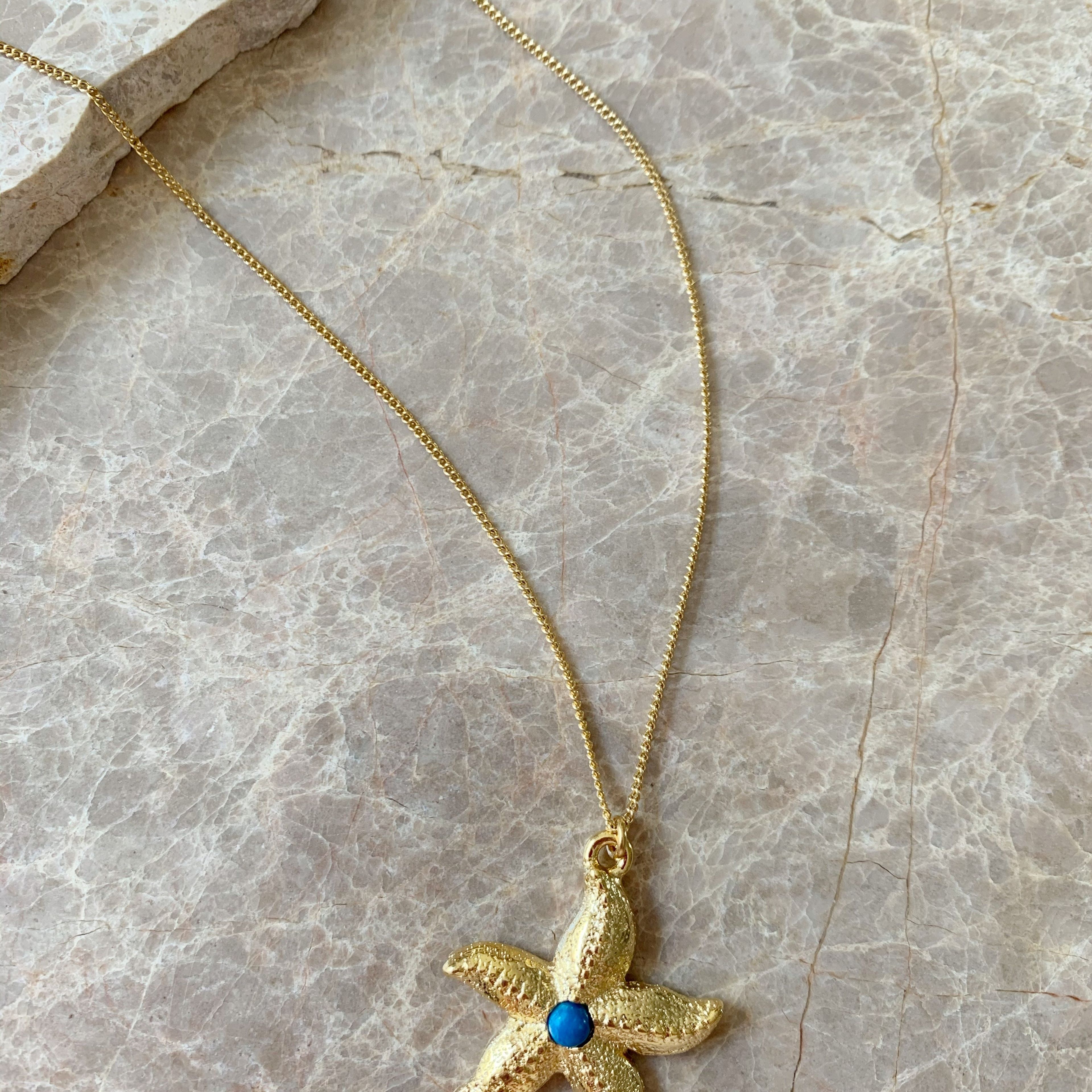 Starfish Charm Necklace | TQ - Lapis | 18k Gold Plating | Sale