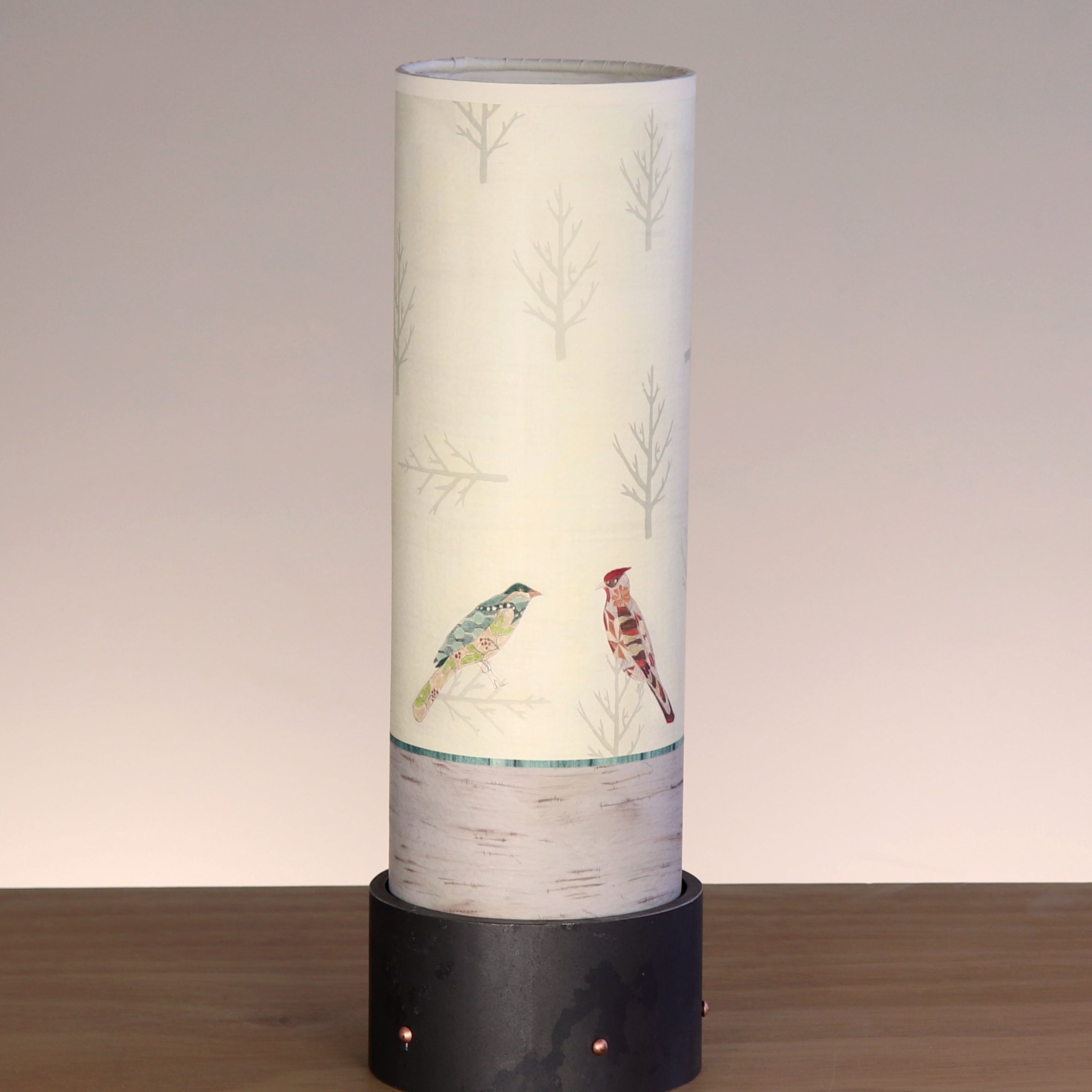 Steel Luminaire Accent Lamp with Bird Friends Shade