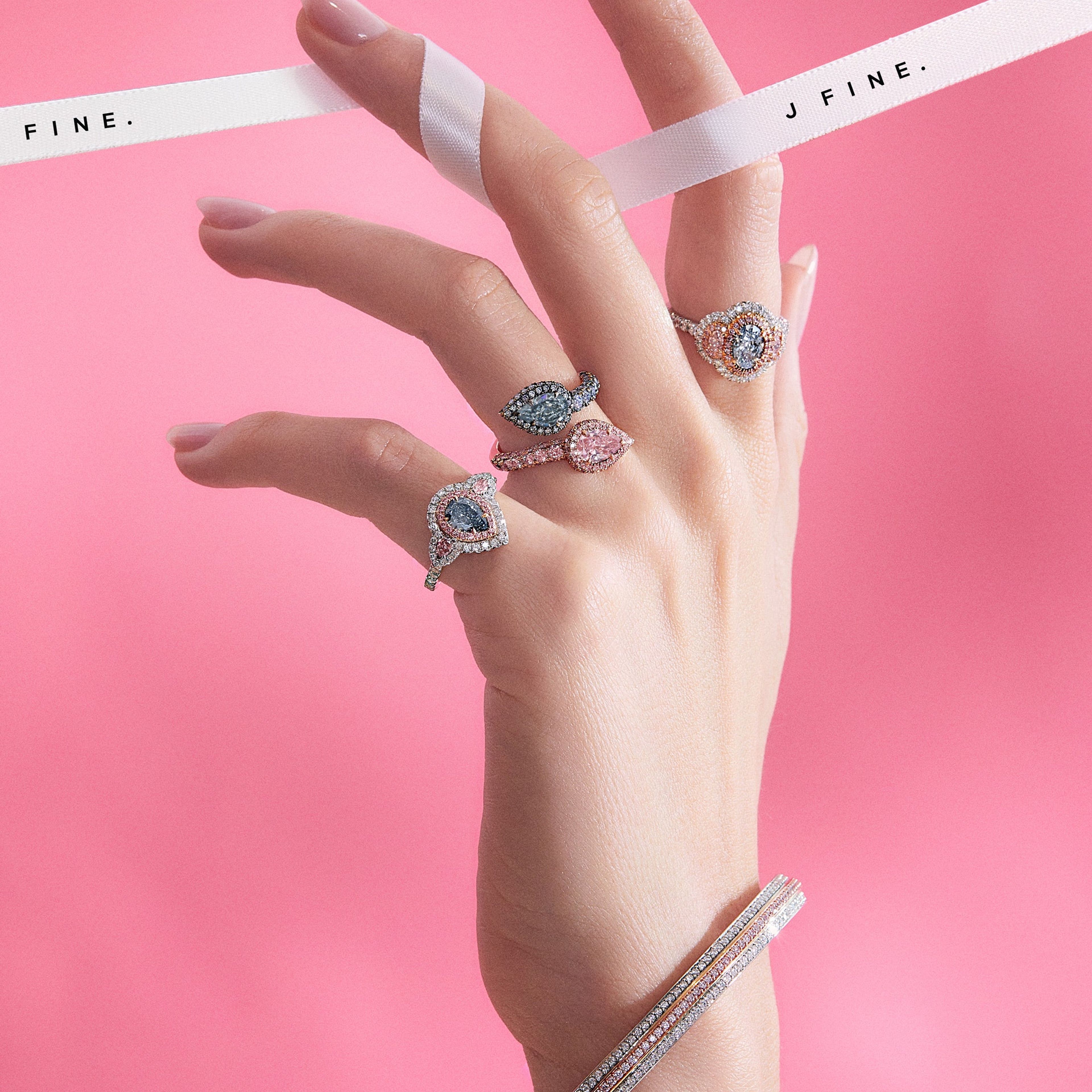Argyle Pink Diamond Three Row Cuff Bracelet