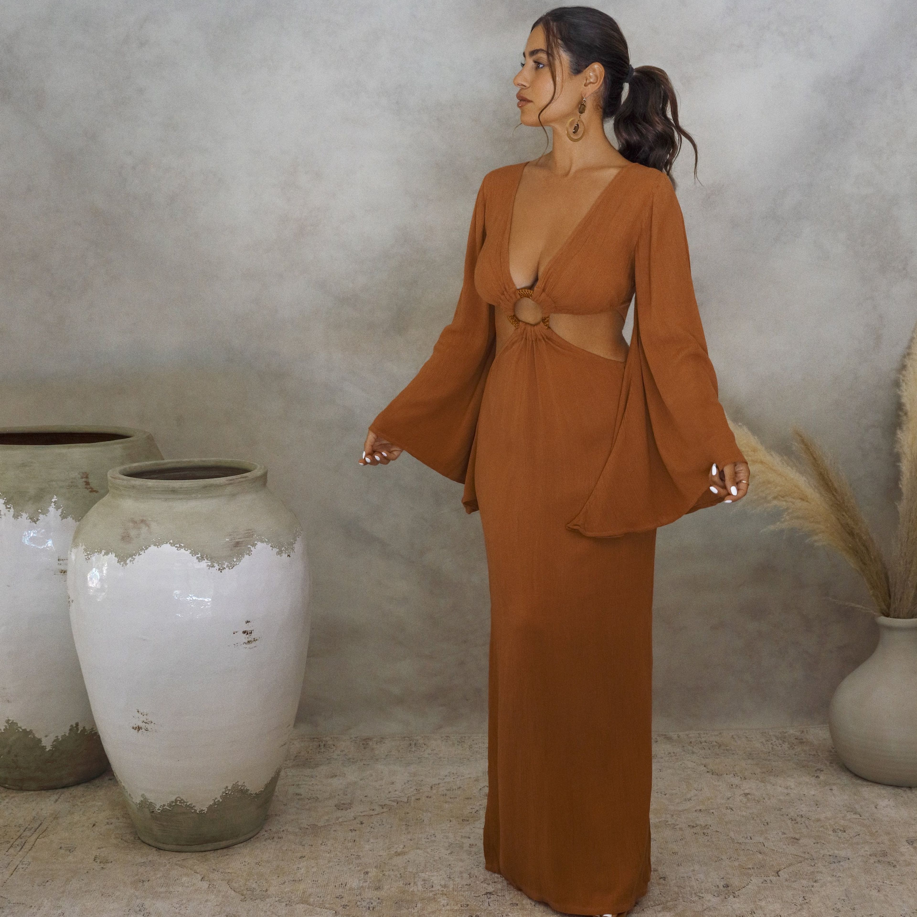 Kehlani Cut-Out Dress - Terracotta