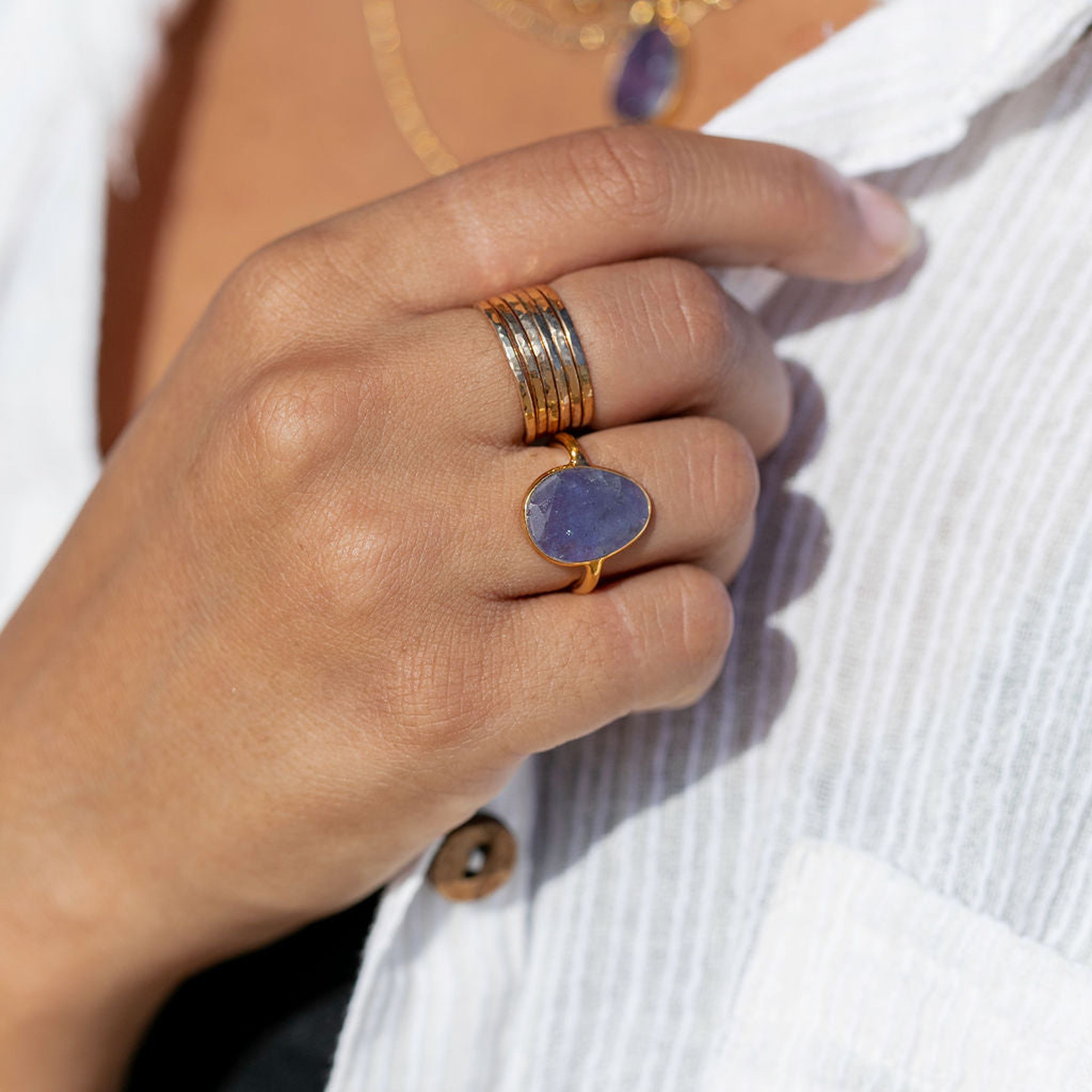 Hammered Gold Filled Stack Ring - Kaiko