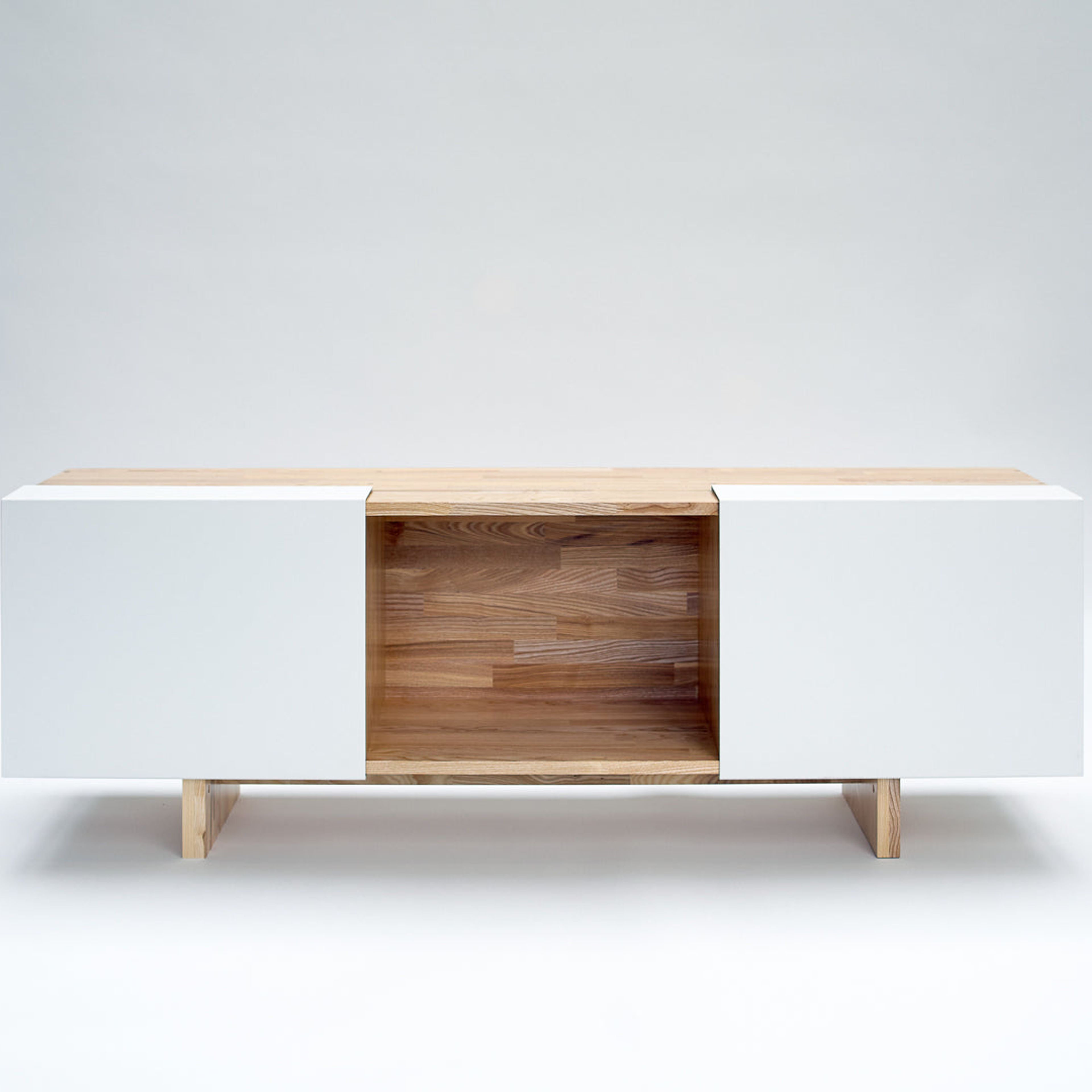 3X Shelf with Base- Ash, White Panels