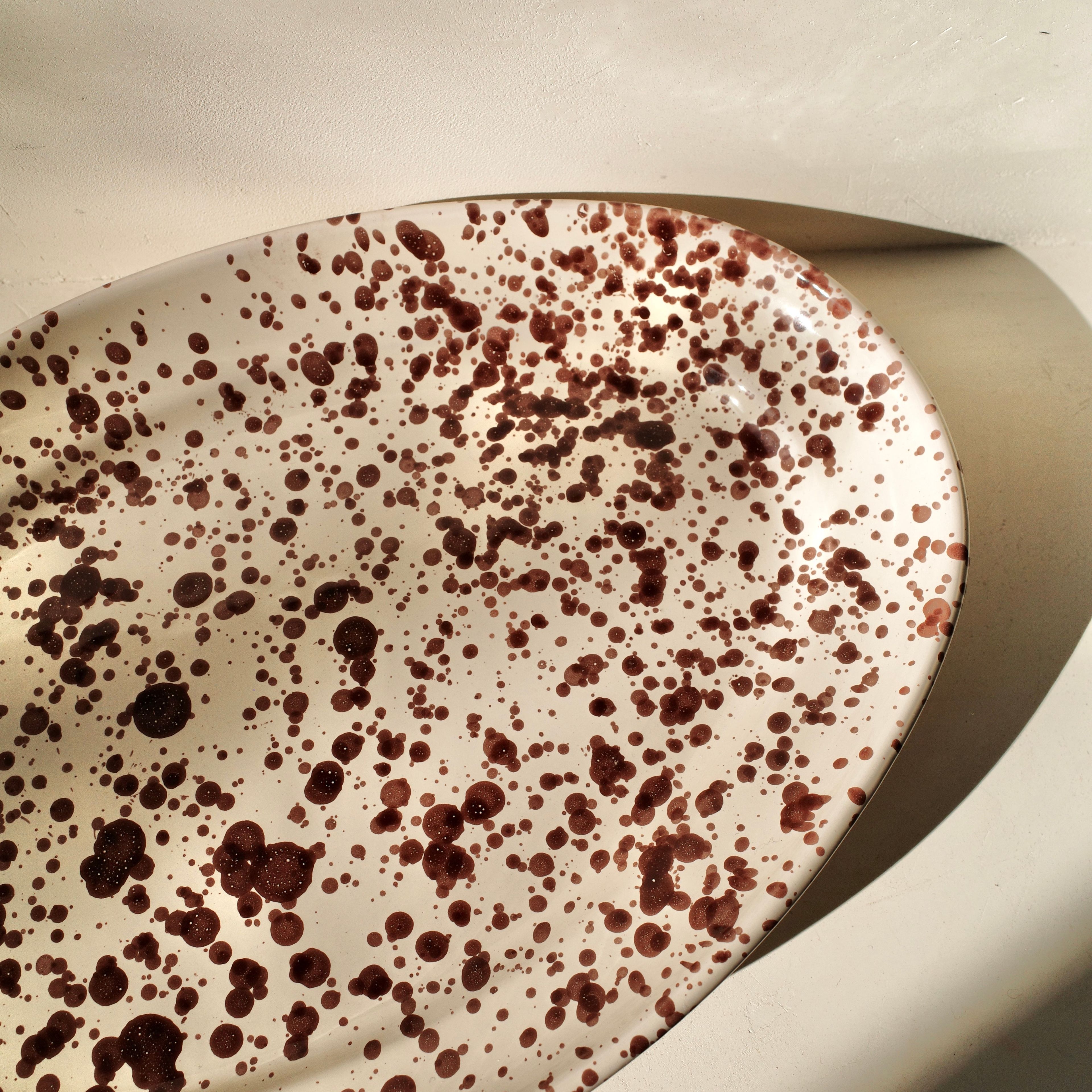 Large Splatter Oval Plate by Fasanoceramiche