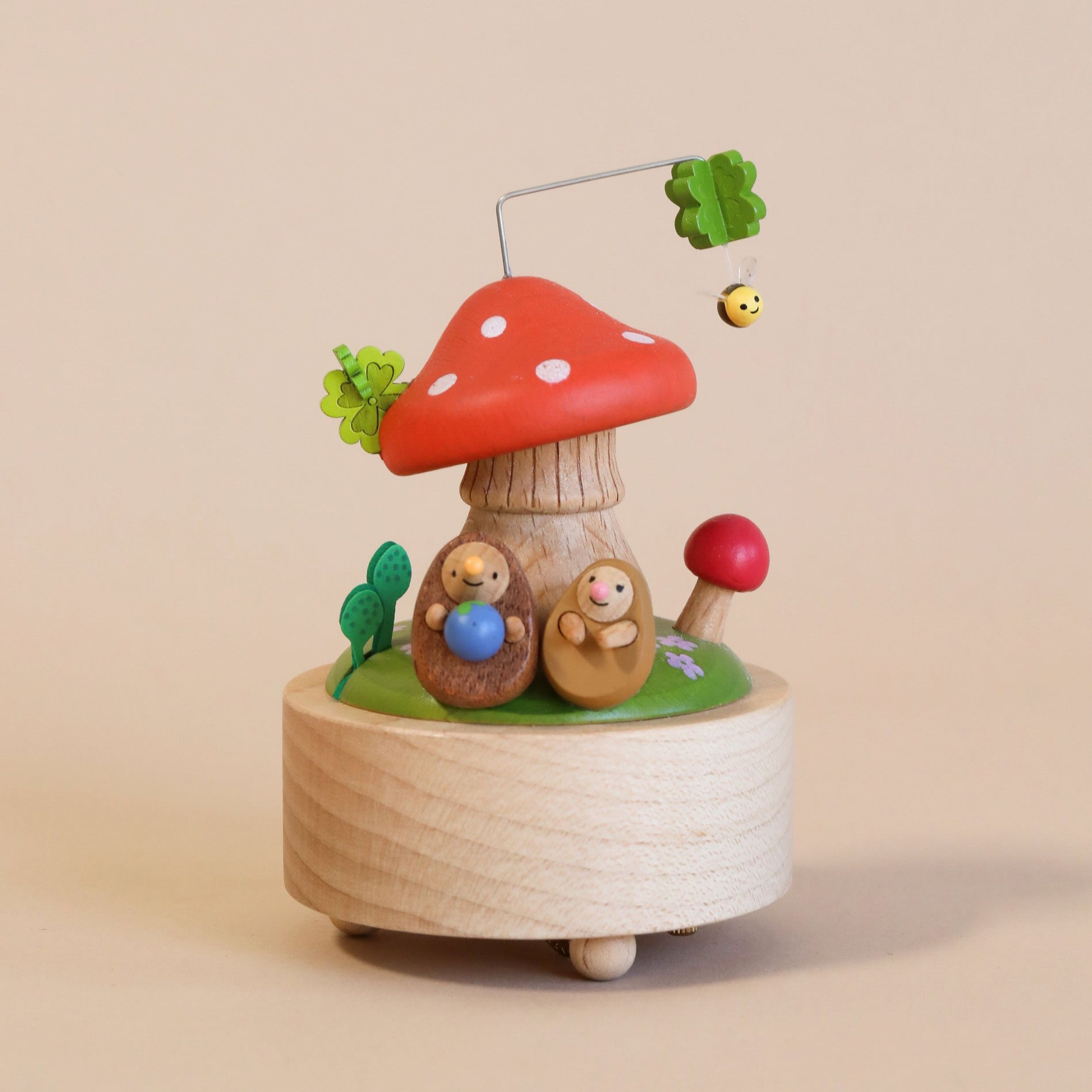 Mini Wooden Mushroom & Hedgehogs Music Box