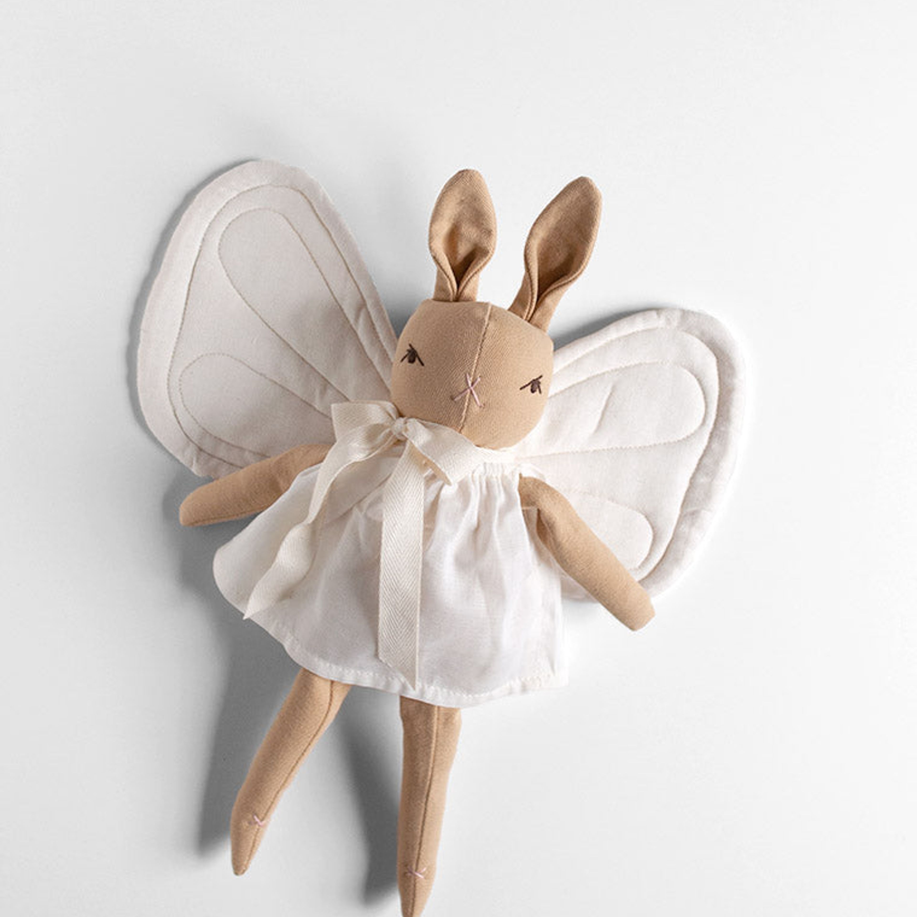 Small Edition * Little Straw Rabbit (or Cat) with Natural Butterfly Wings