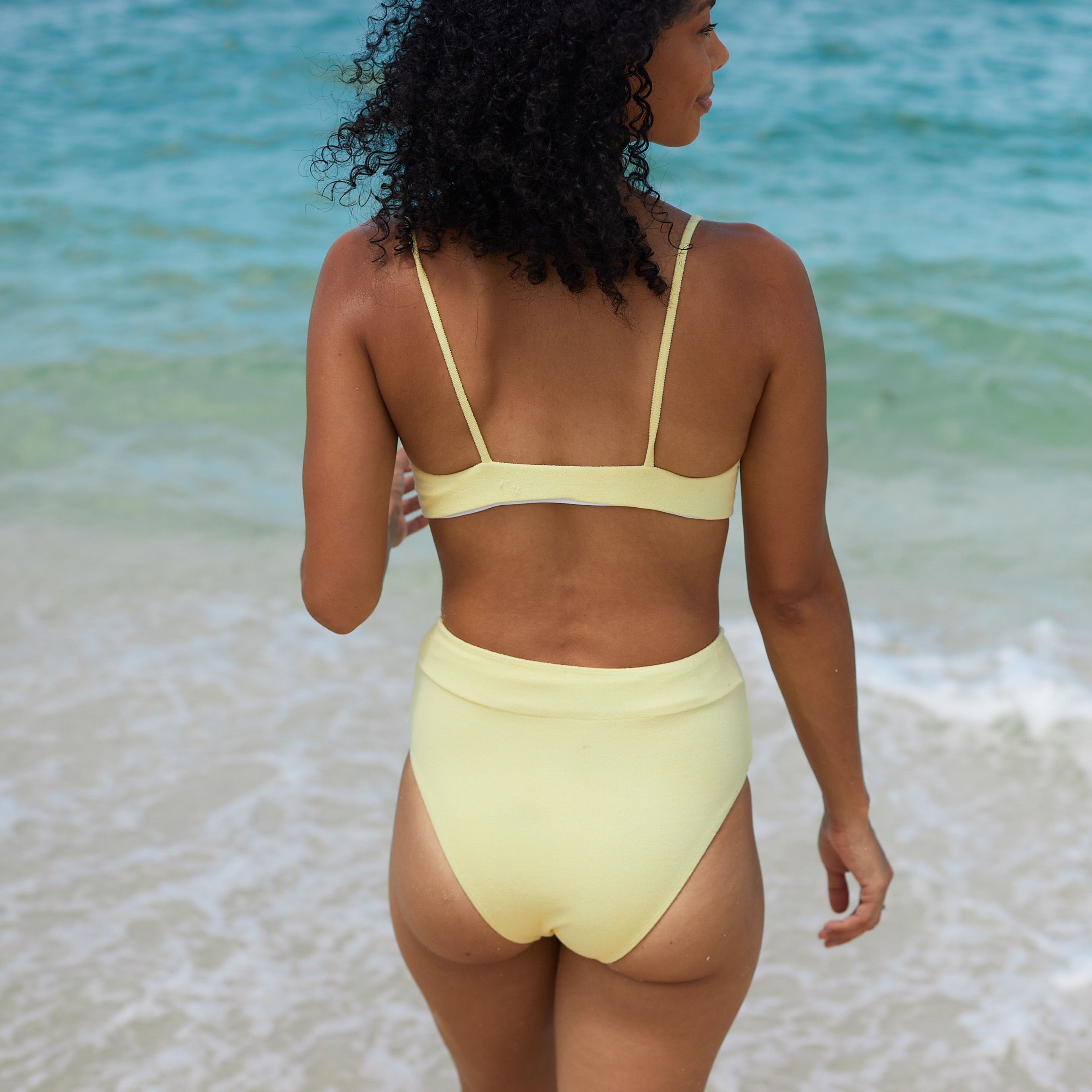 Women's High Waisted Bottoms in Sunshine Yellow Terry