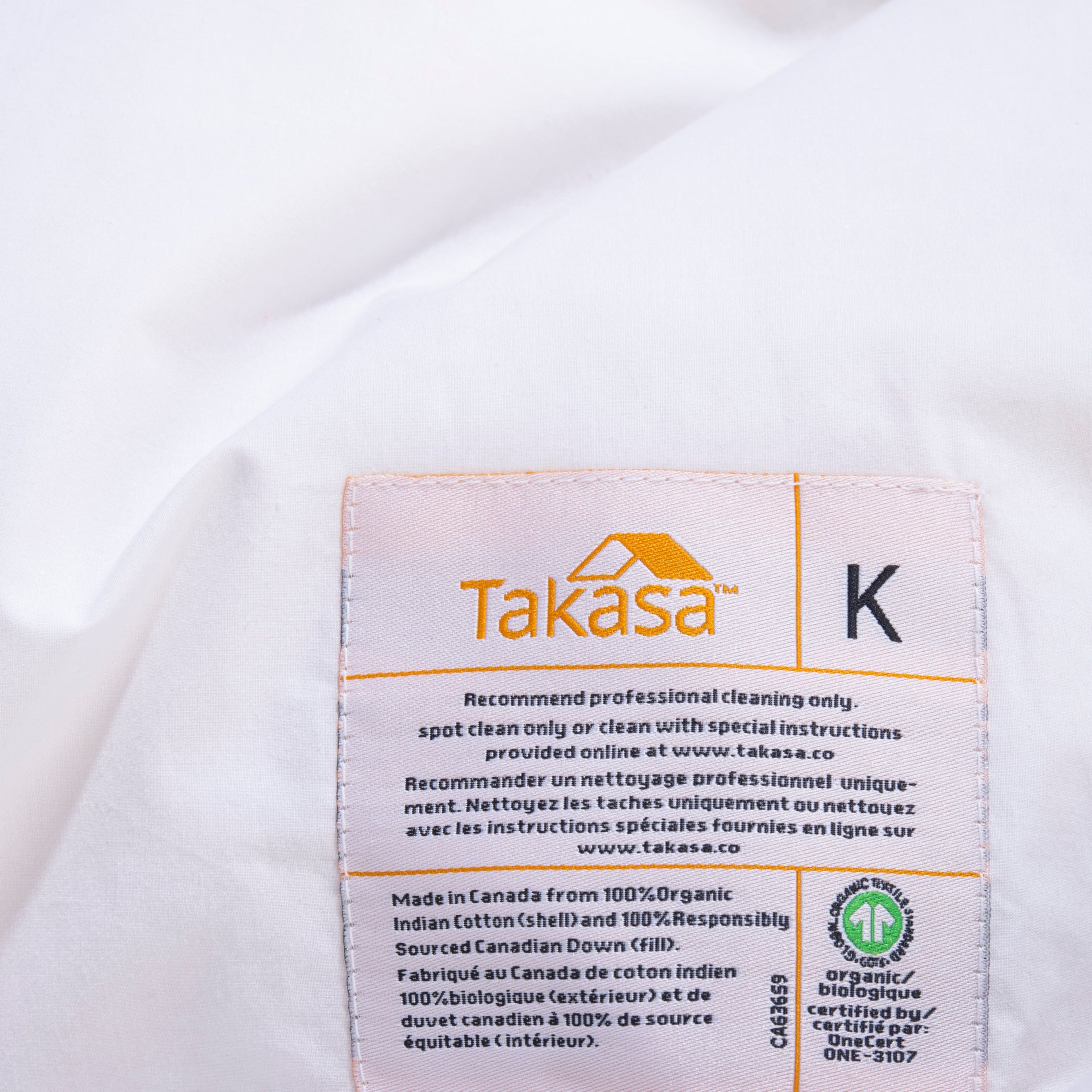 Takasa Organic Cotton and Canadian Down Duvet Insert