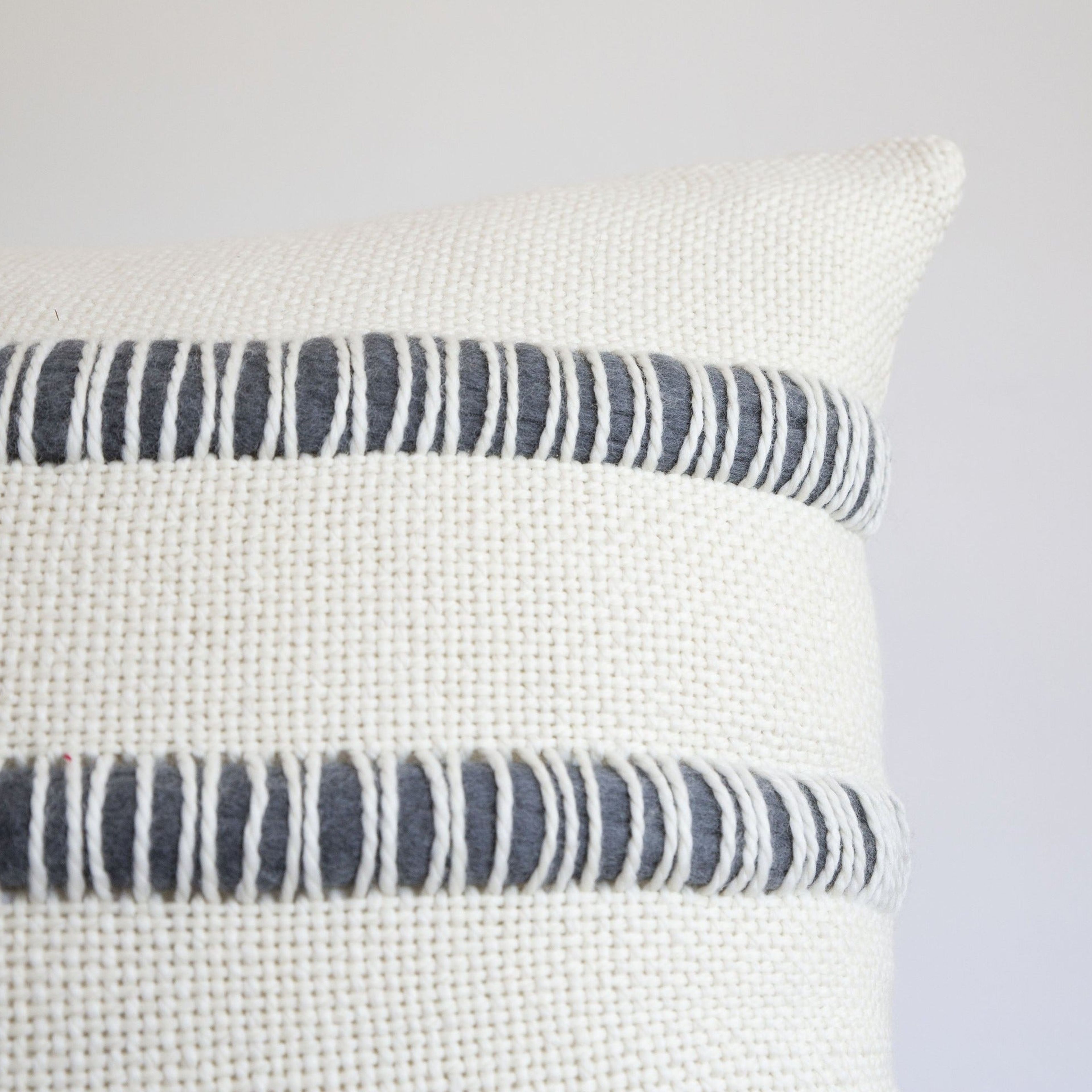 Pillow Cover Striped in Stone Grey Roving Wool Apolo - Texturable