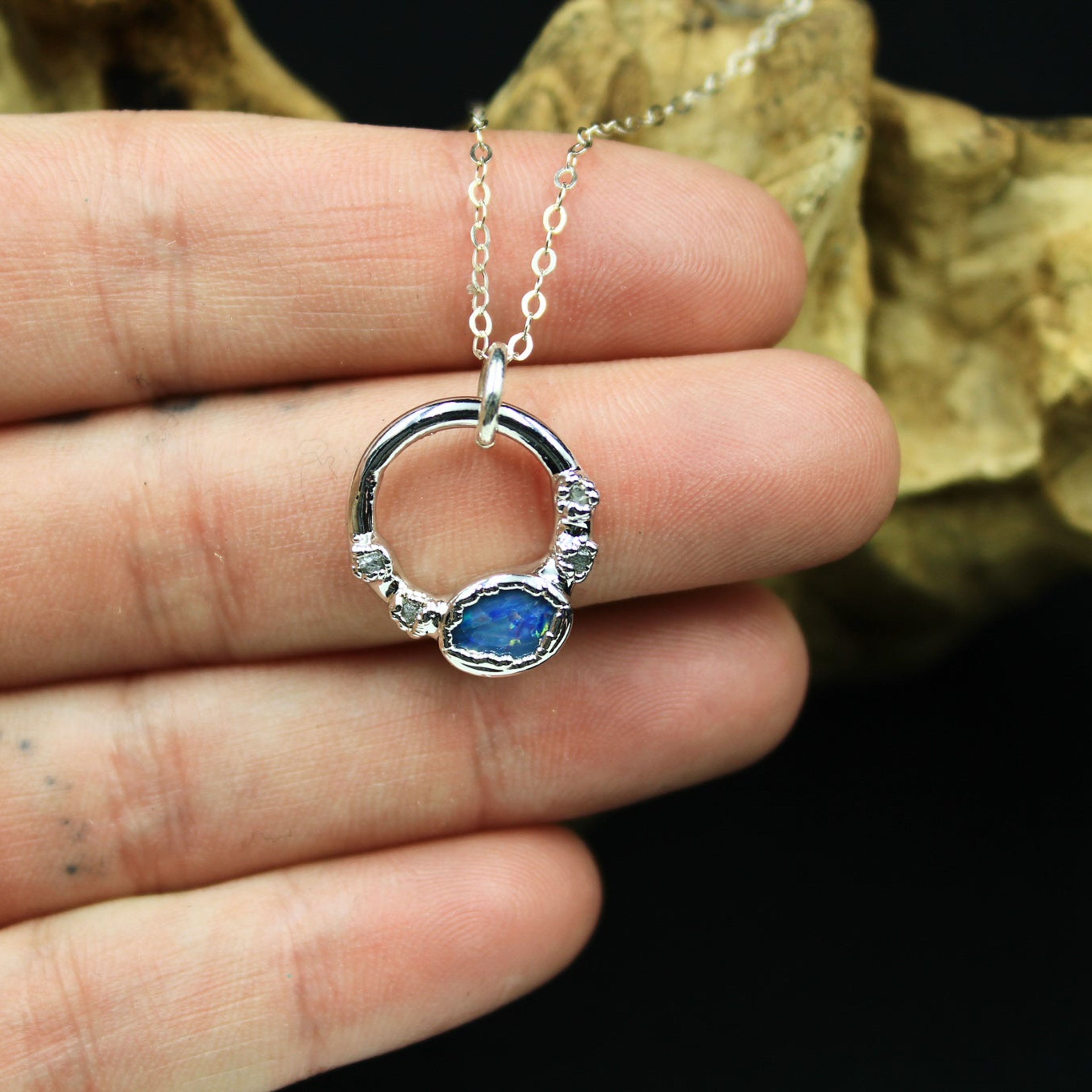 HORIZON - Opal & Diamond Necklace In Silver