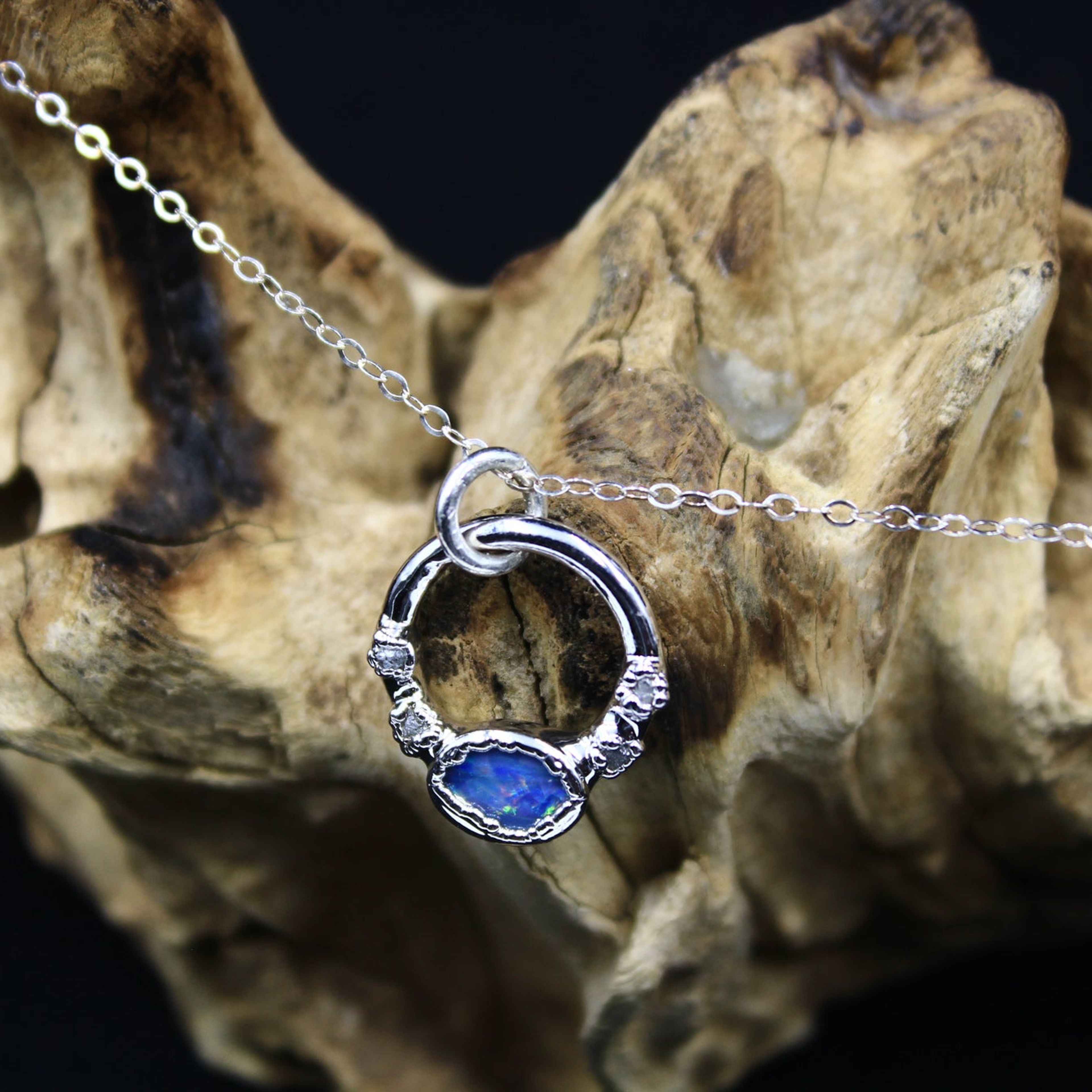 HORIZON - Opal & Diamond Necklace In Silver