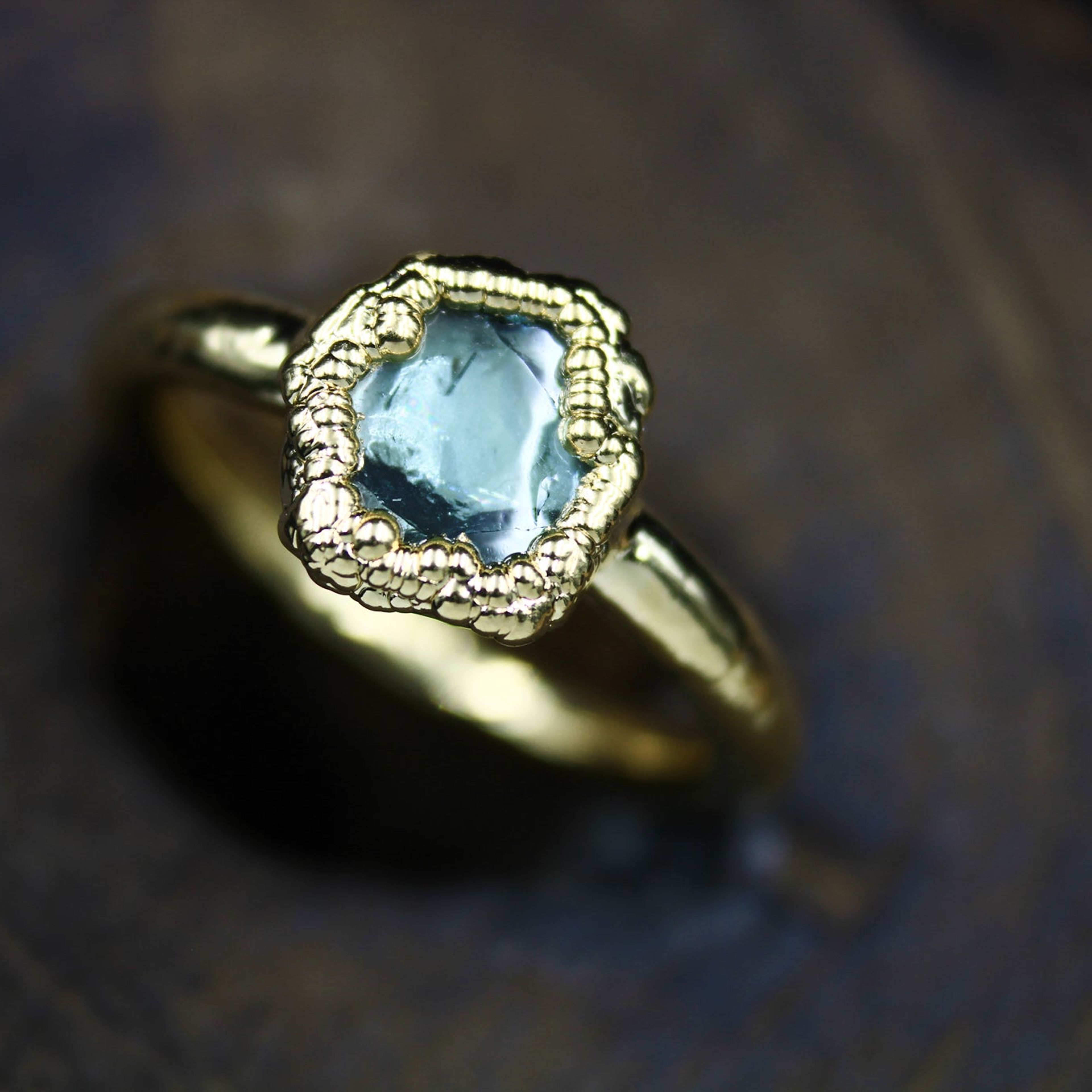 Blue Tourmaline Ring in Vermeil Yellow Gold