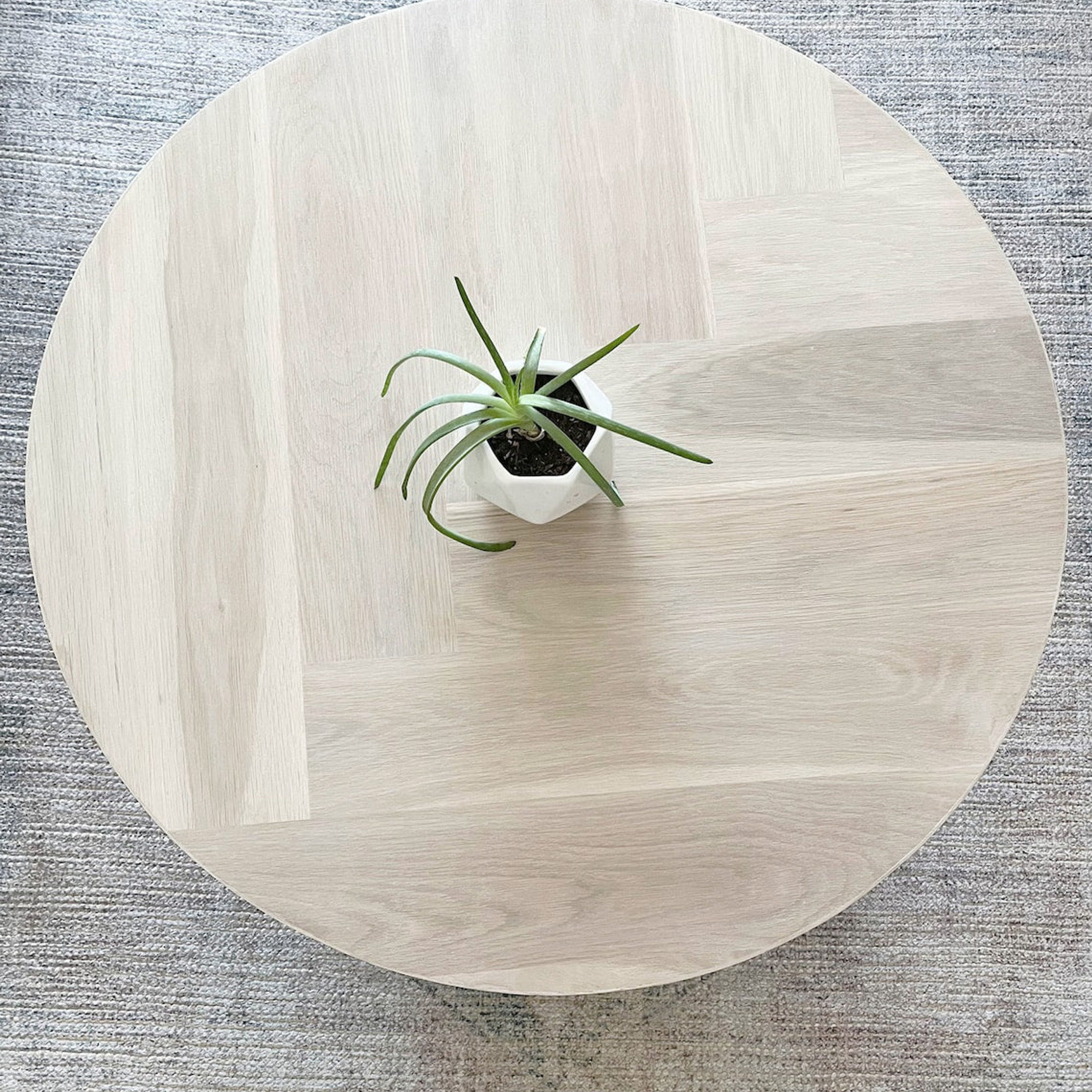 Modern White Oak Wood Coffee Table with Round Top