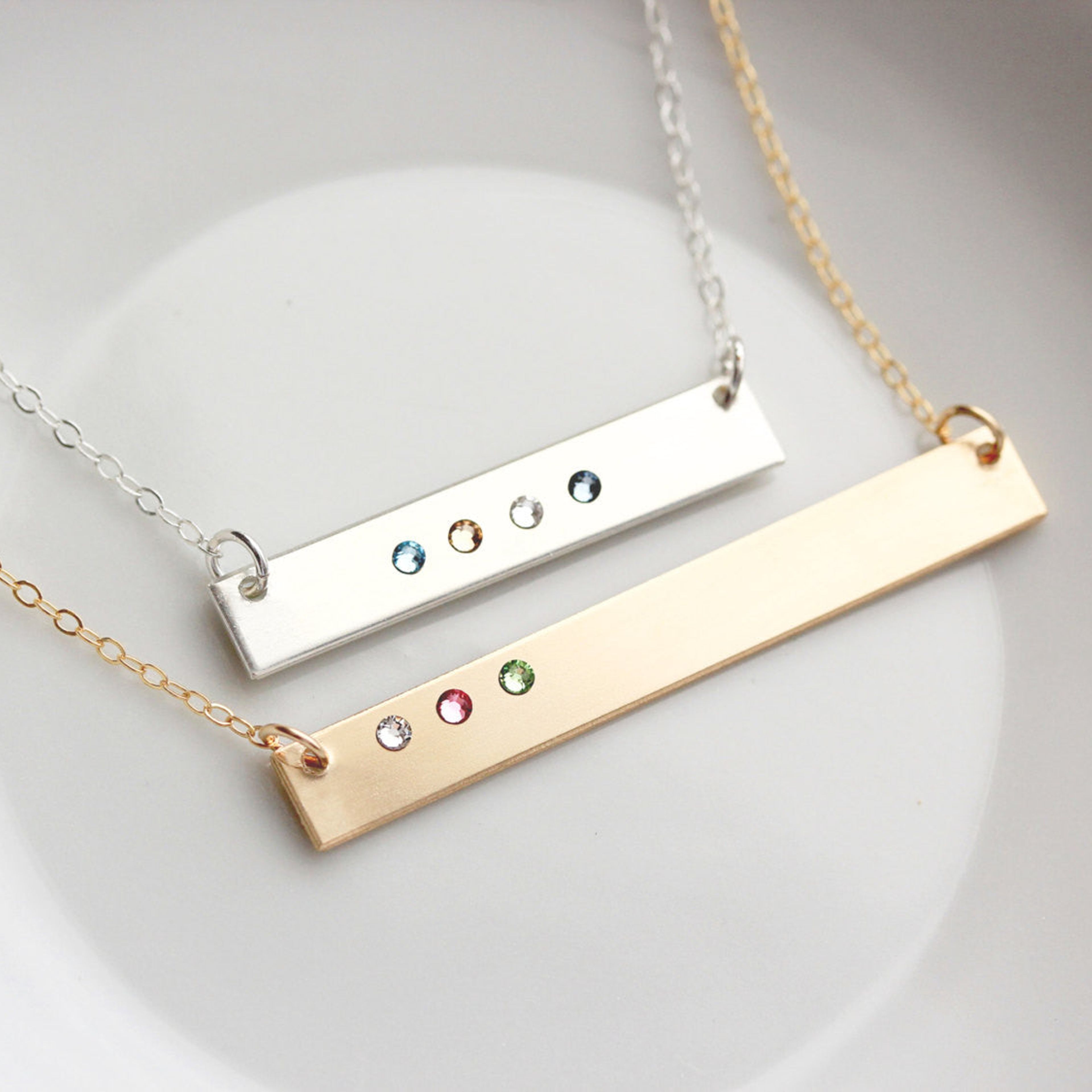Birthstone Bar Necklace | Thick or Thin Bar
