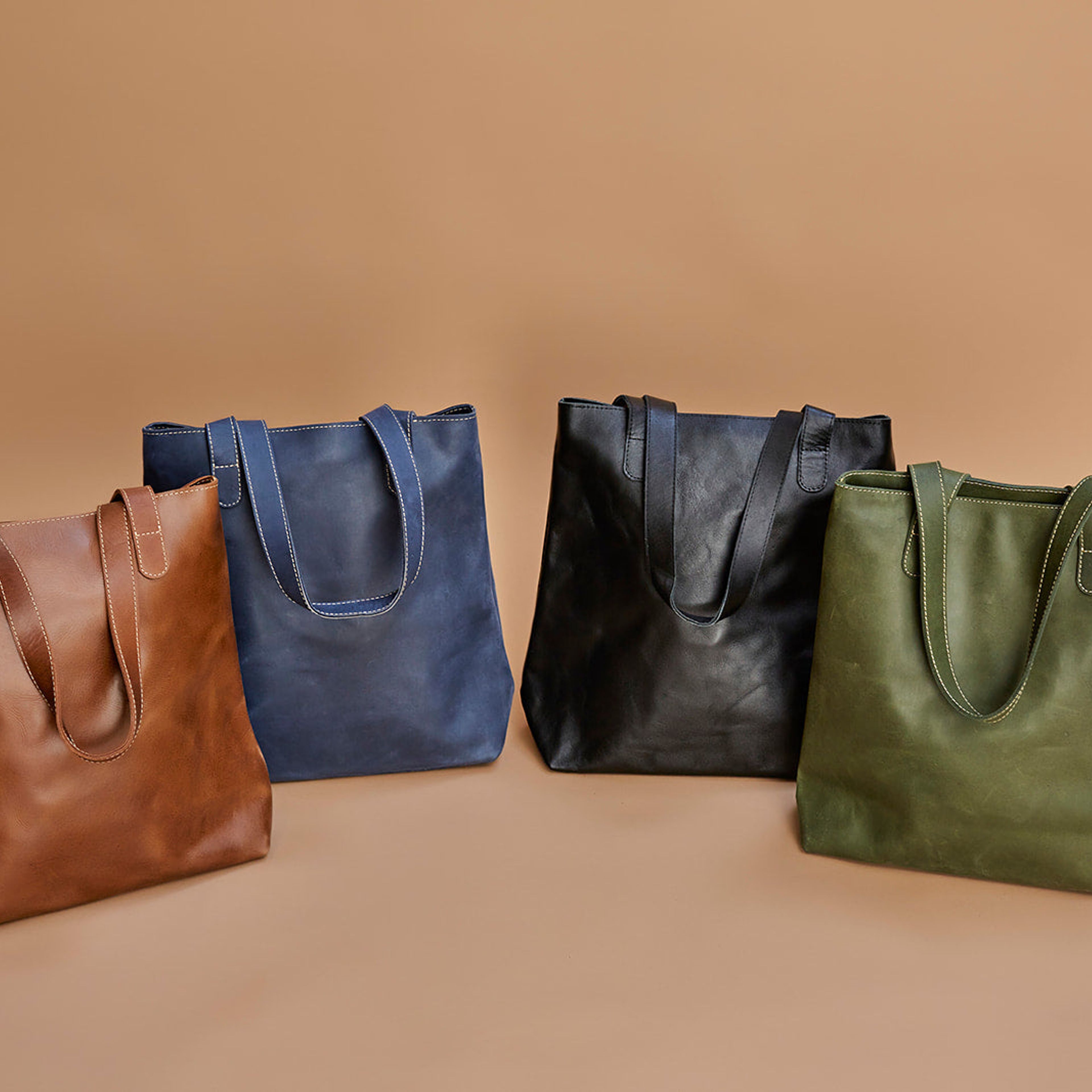 Hanna Leather Tote - Forest Green