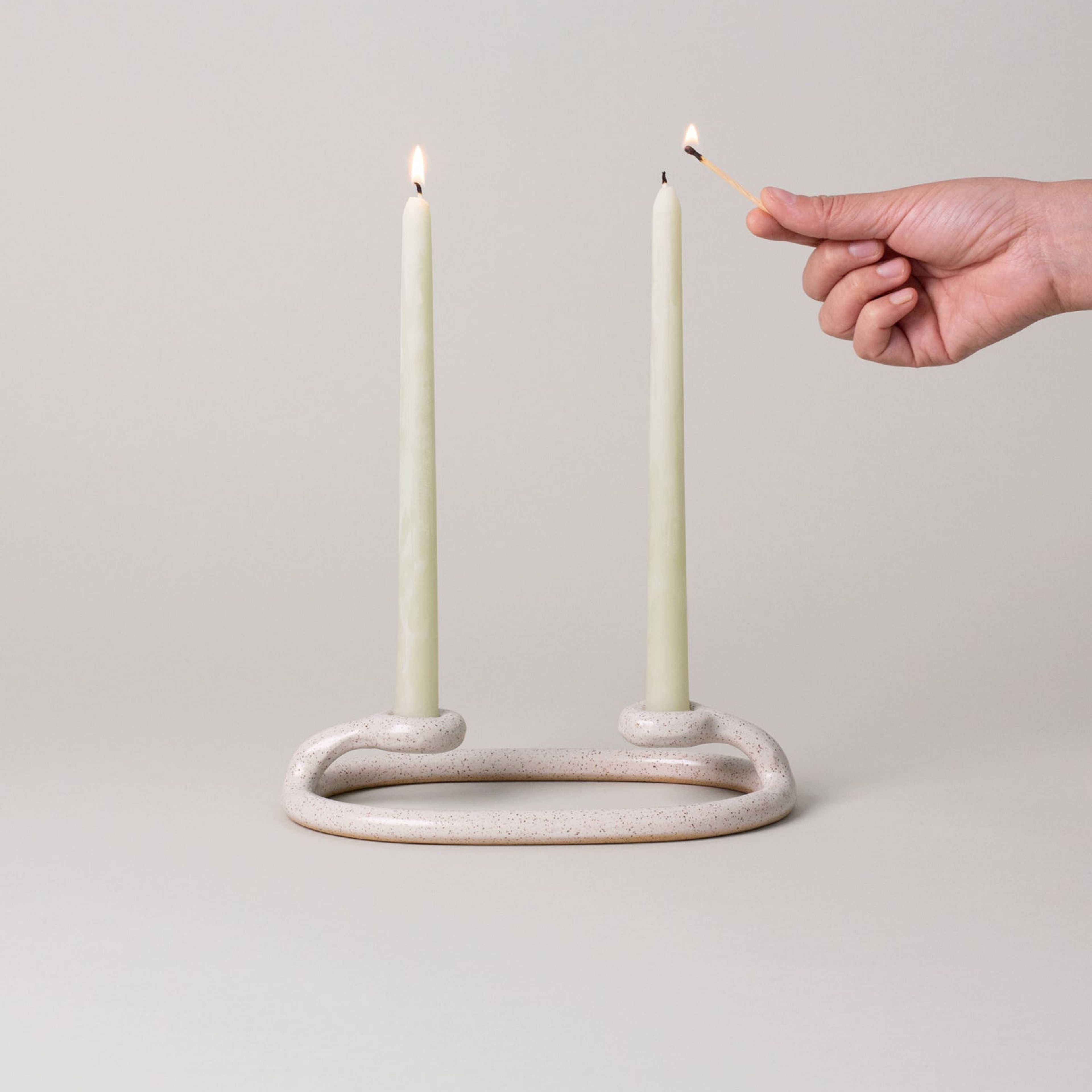 Duo Candlestick, Speckled White