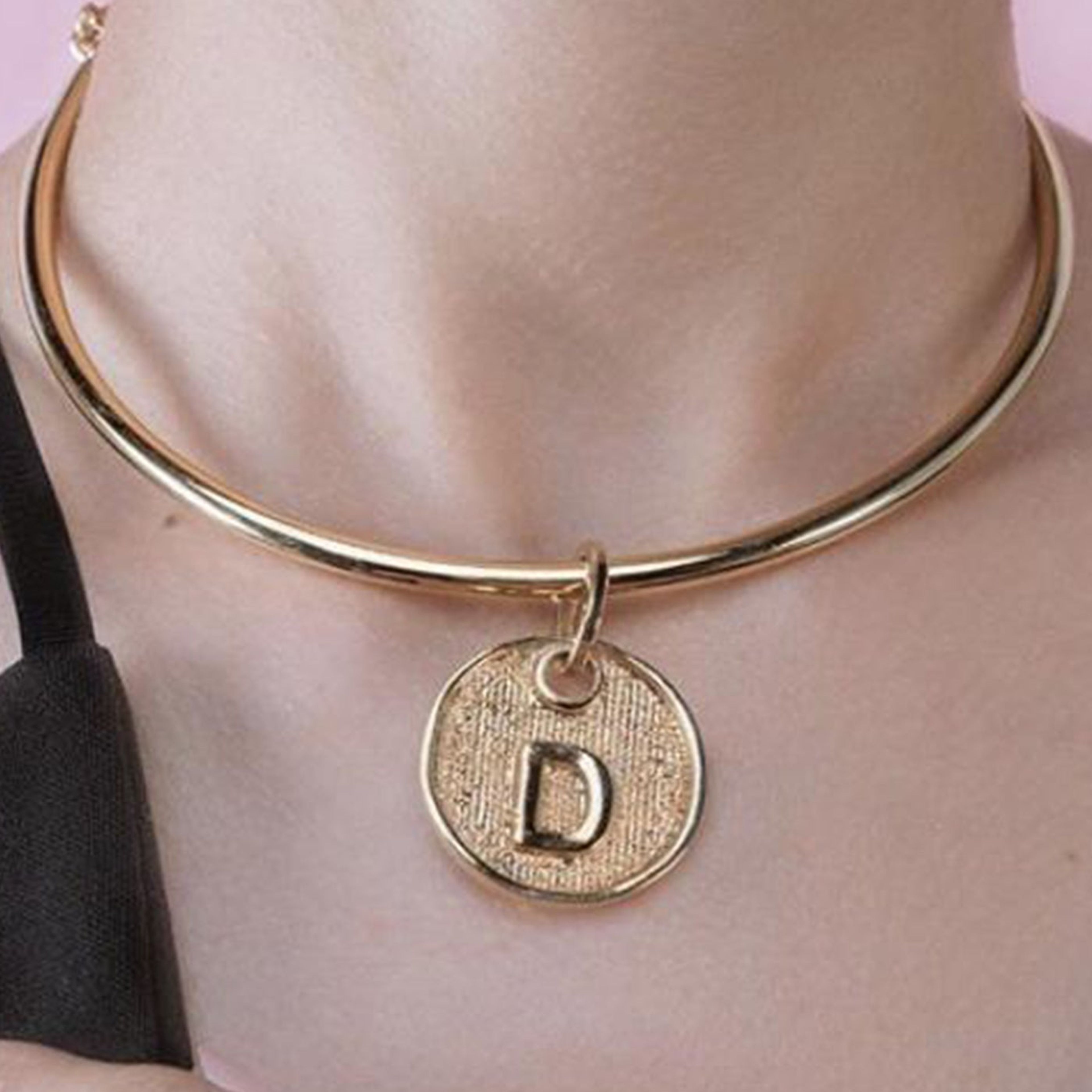Round Disc Initial Letter Pendant