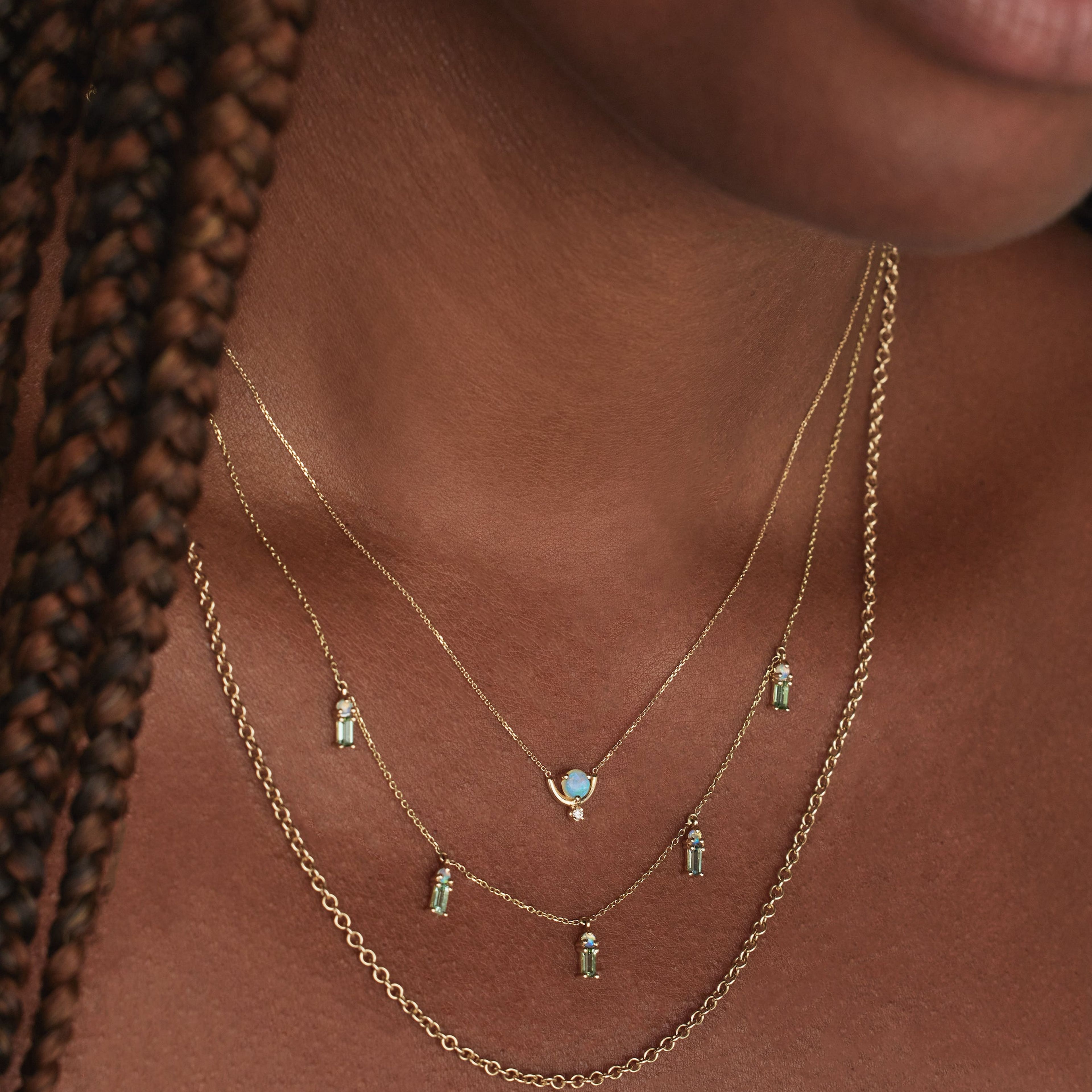 Nestled Opal and Diamond Necklace