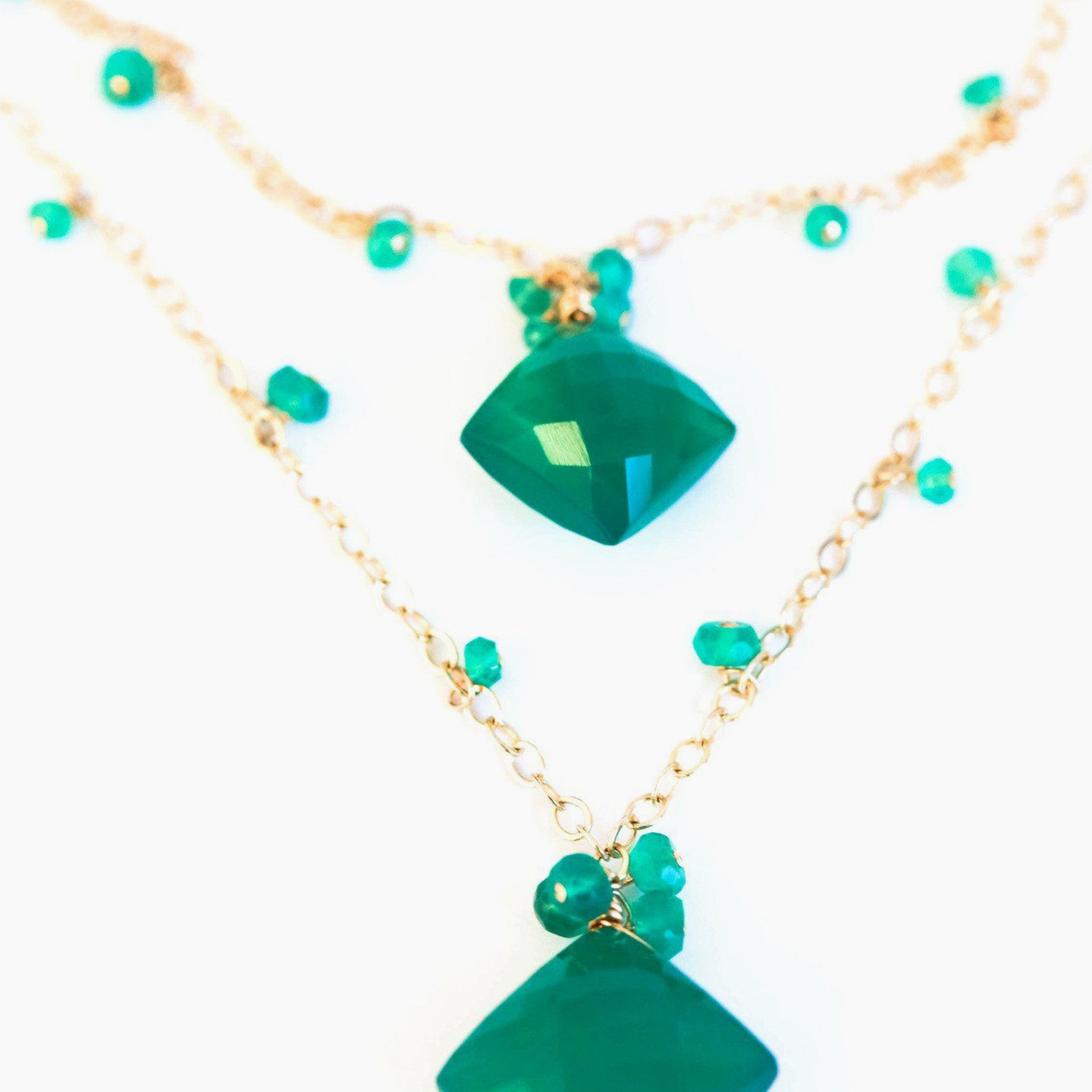 Double Stone Green Onyx Necklace