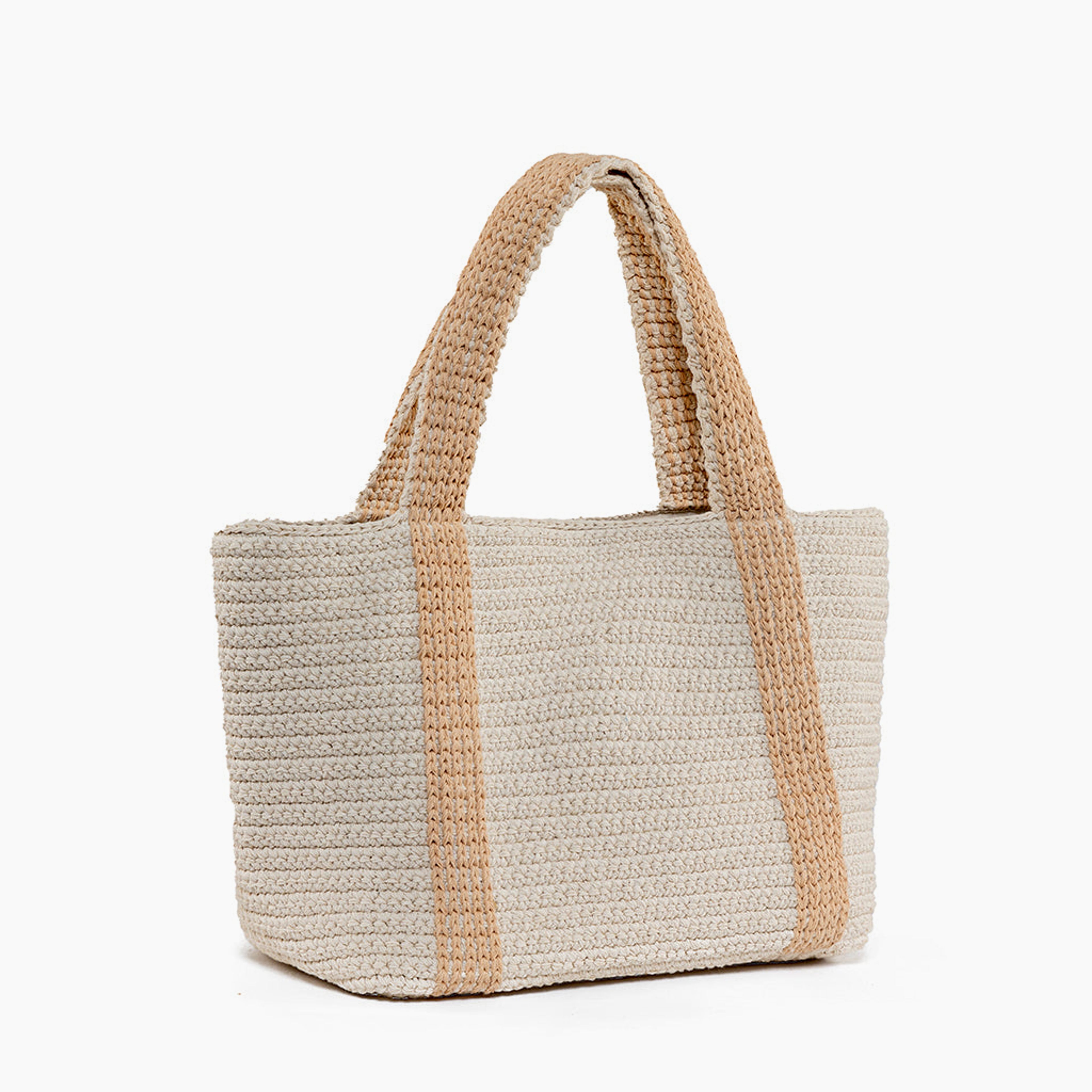 Madeline Crochet Tote Natural/Tan