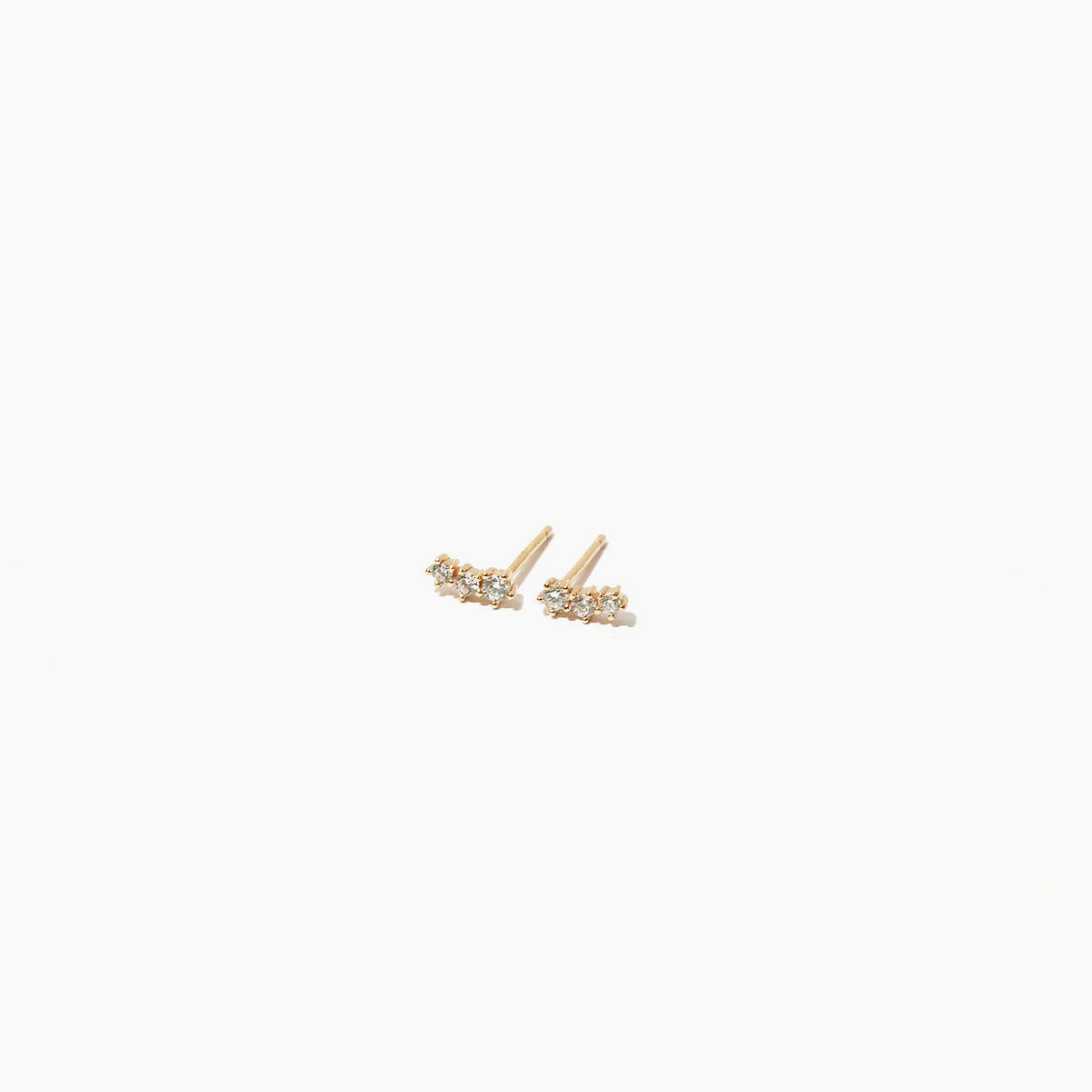 Glimmer Crystal Climber Stud Earrings in Gold