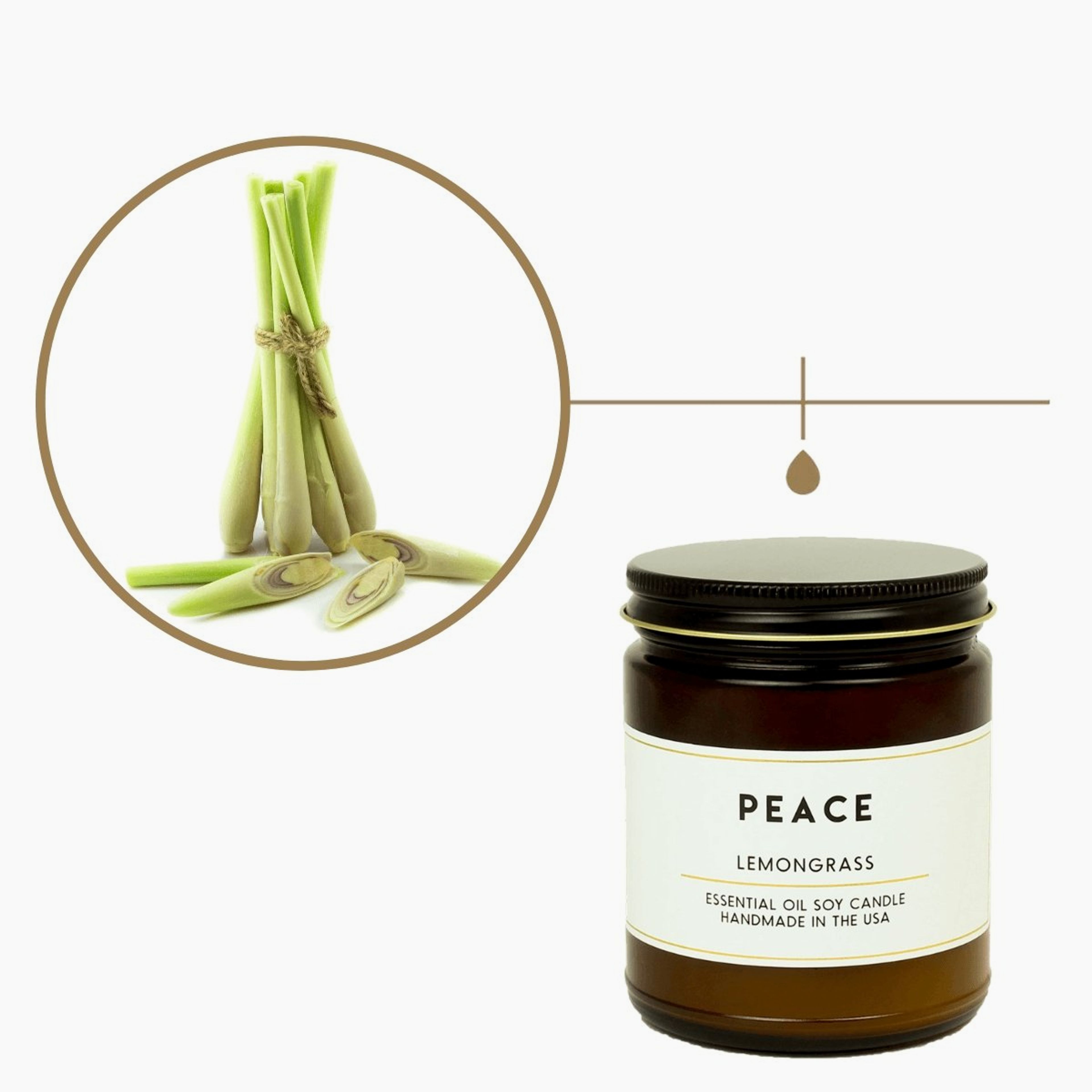 Peace Lemongrass Essential Oil Aromatherapy Candle