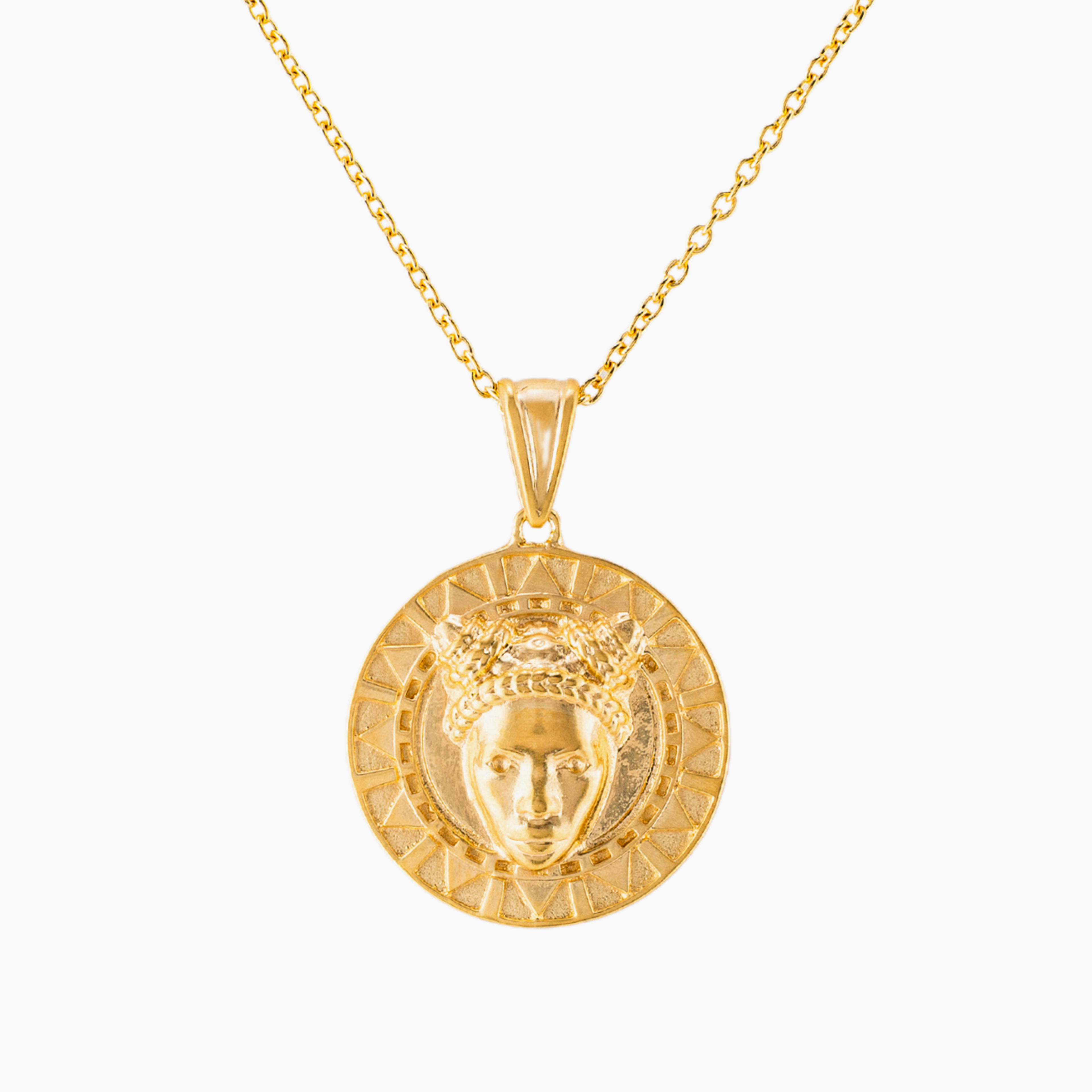 Reava Coin Necklace in 14K Gold with Light Polish