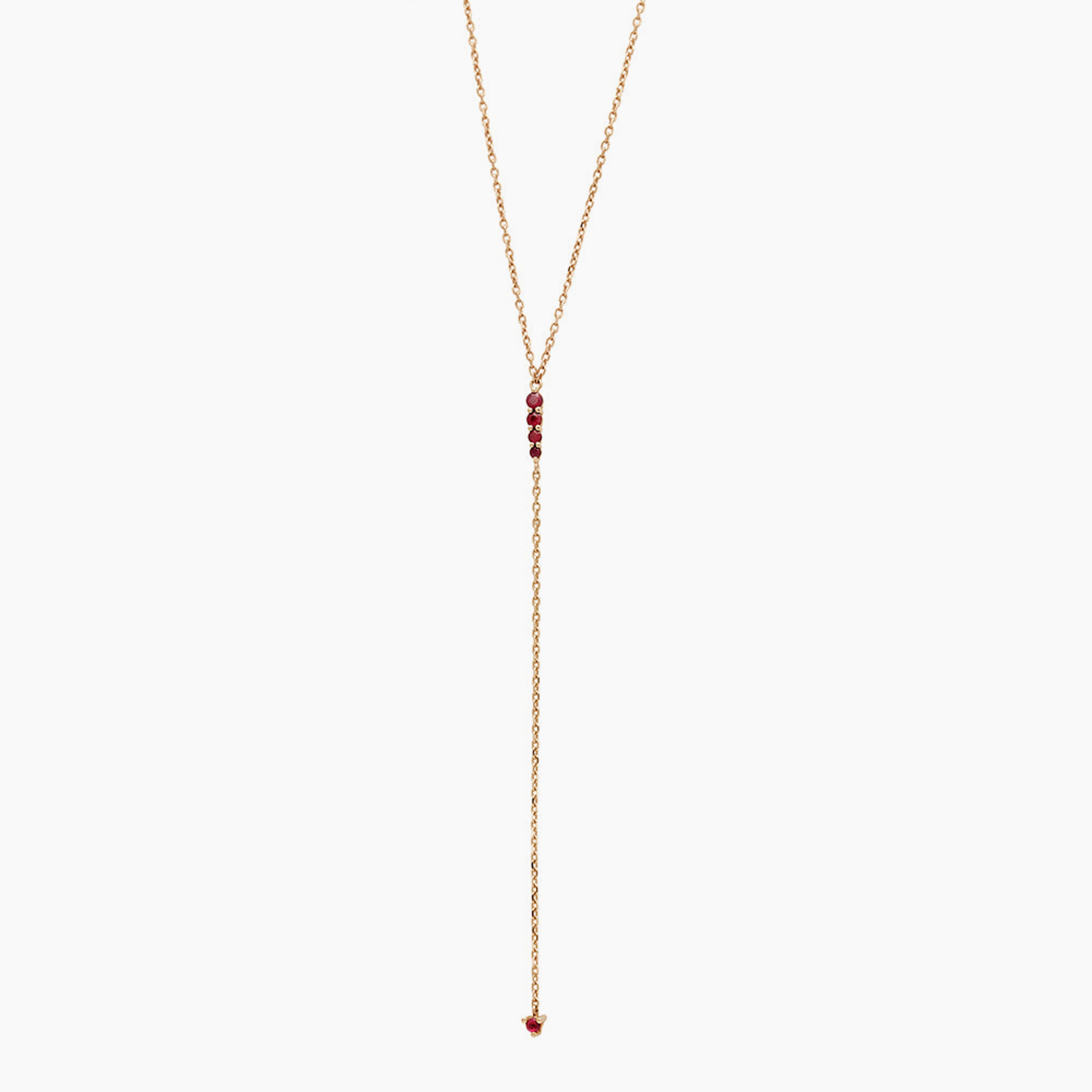 Pointe Y Necklace - 14k Gold & Ruby