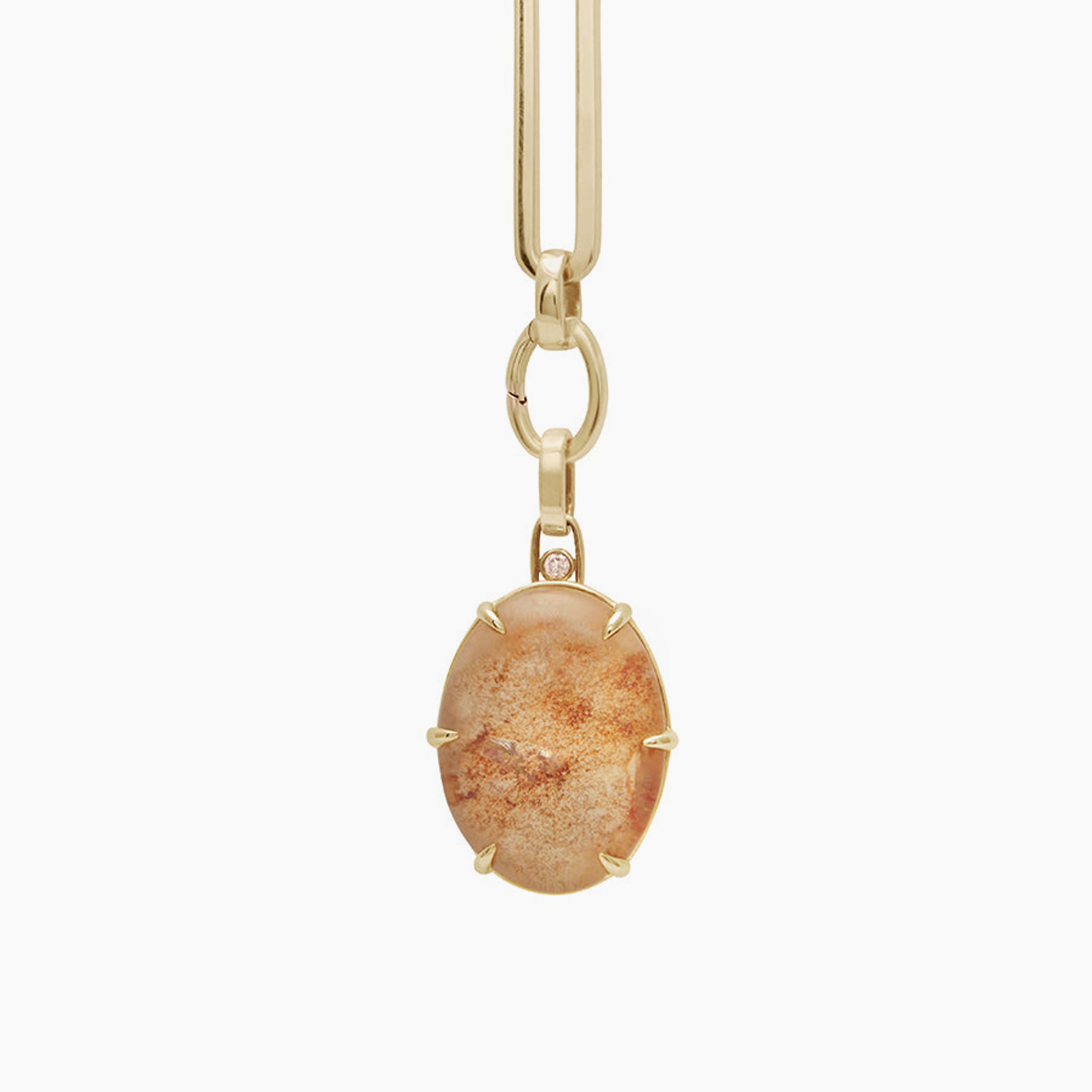 Terra Firma Amulet Pendant Necklace - Yellow Gold, Peach Quartz & Champagne Diamond