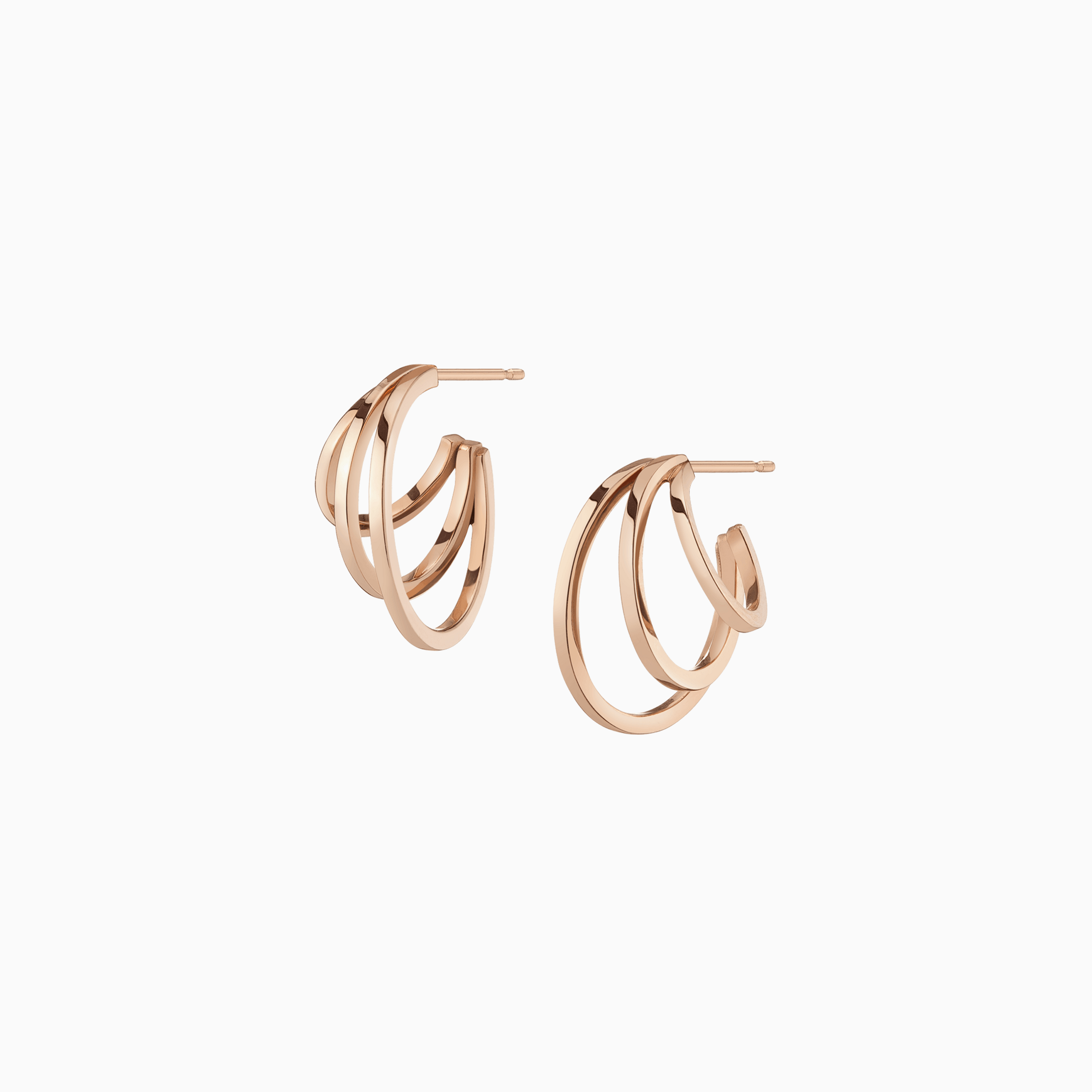 Deco Triple Gold Hoop Earrings