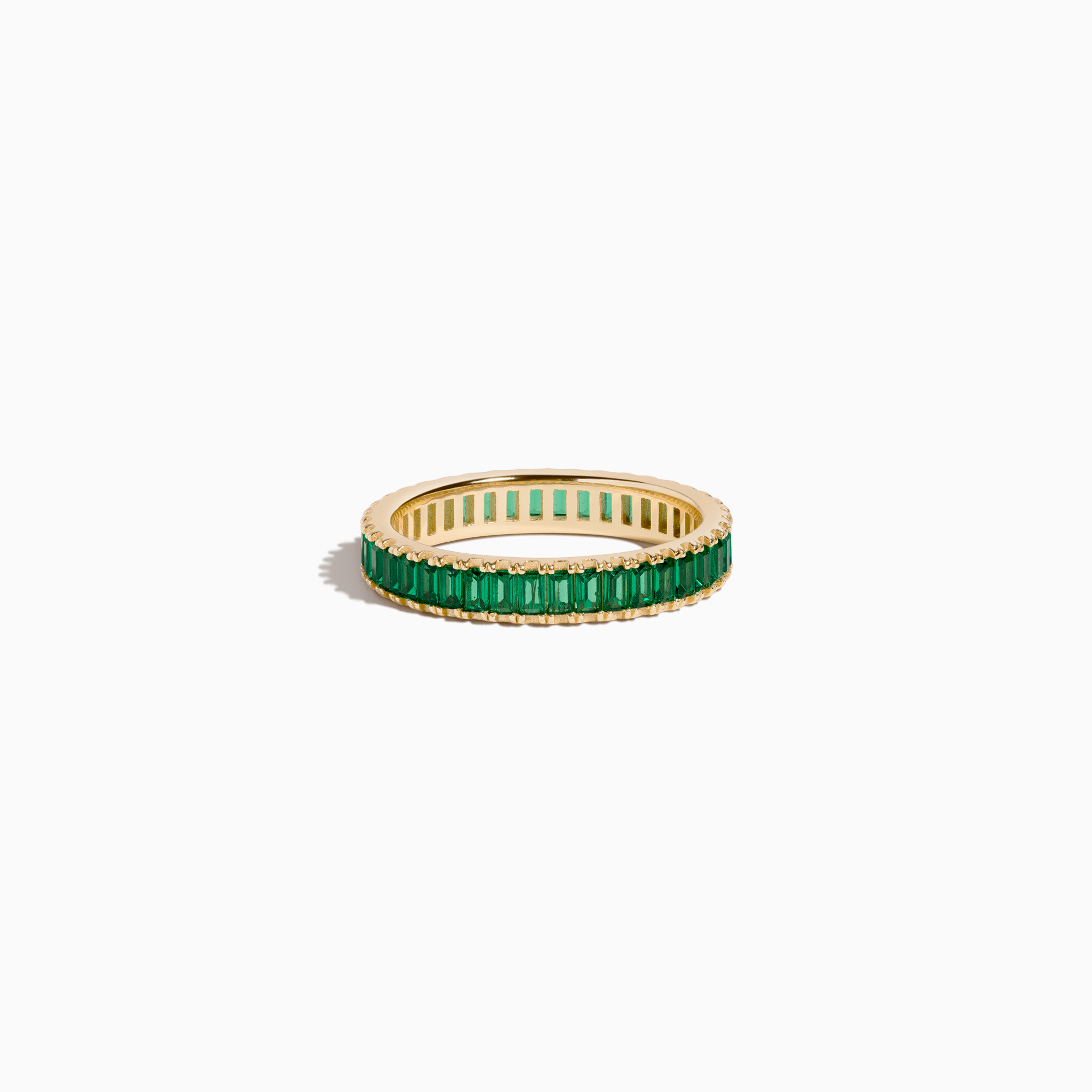 Green Emerald Baguette Eternity Ring
