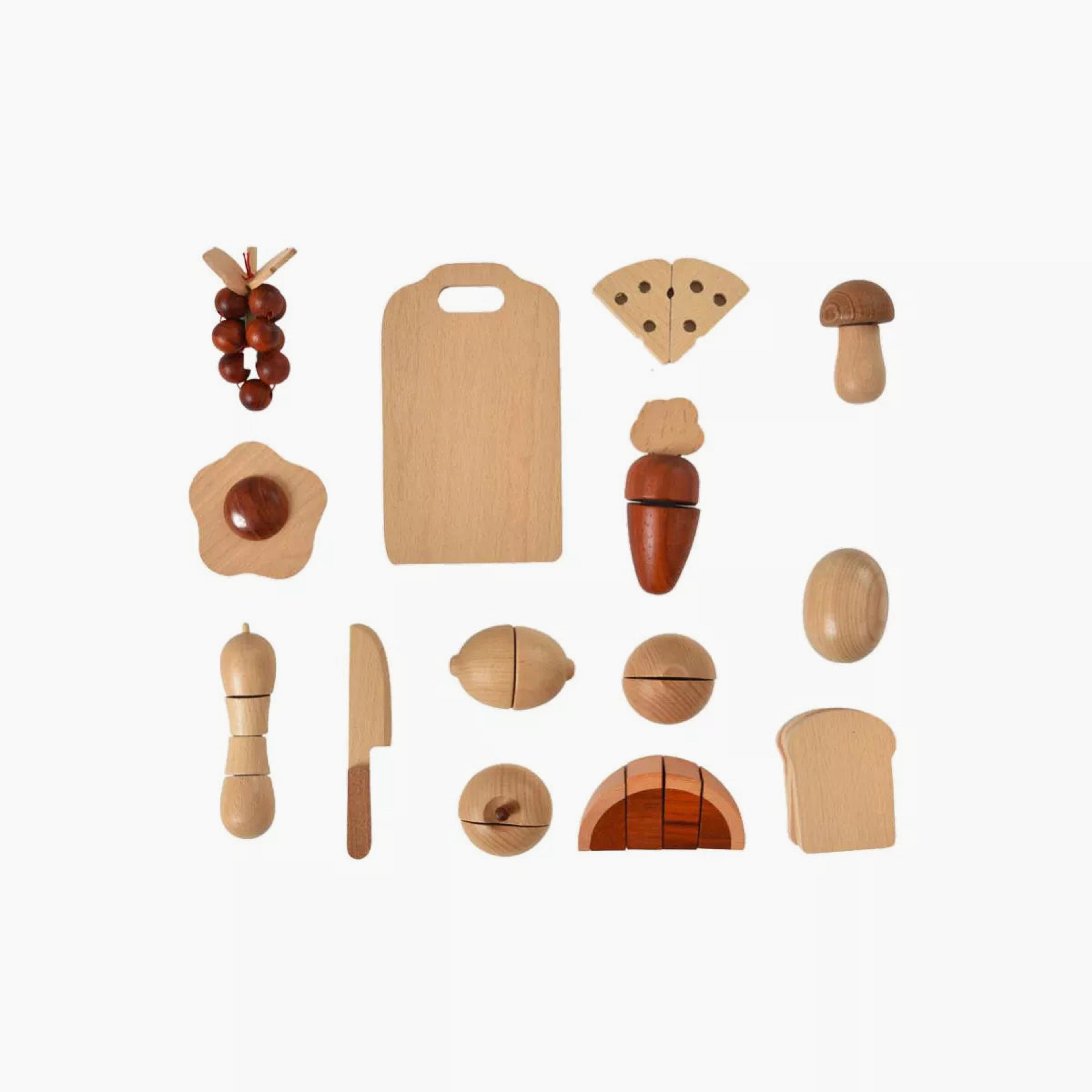 Wooden Play Food Sets for Kids Kitchen