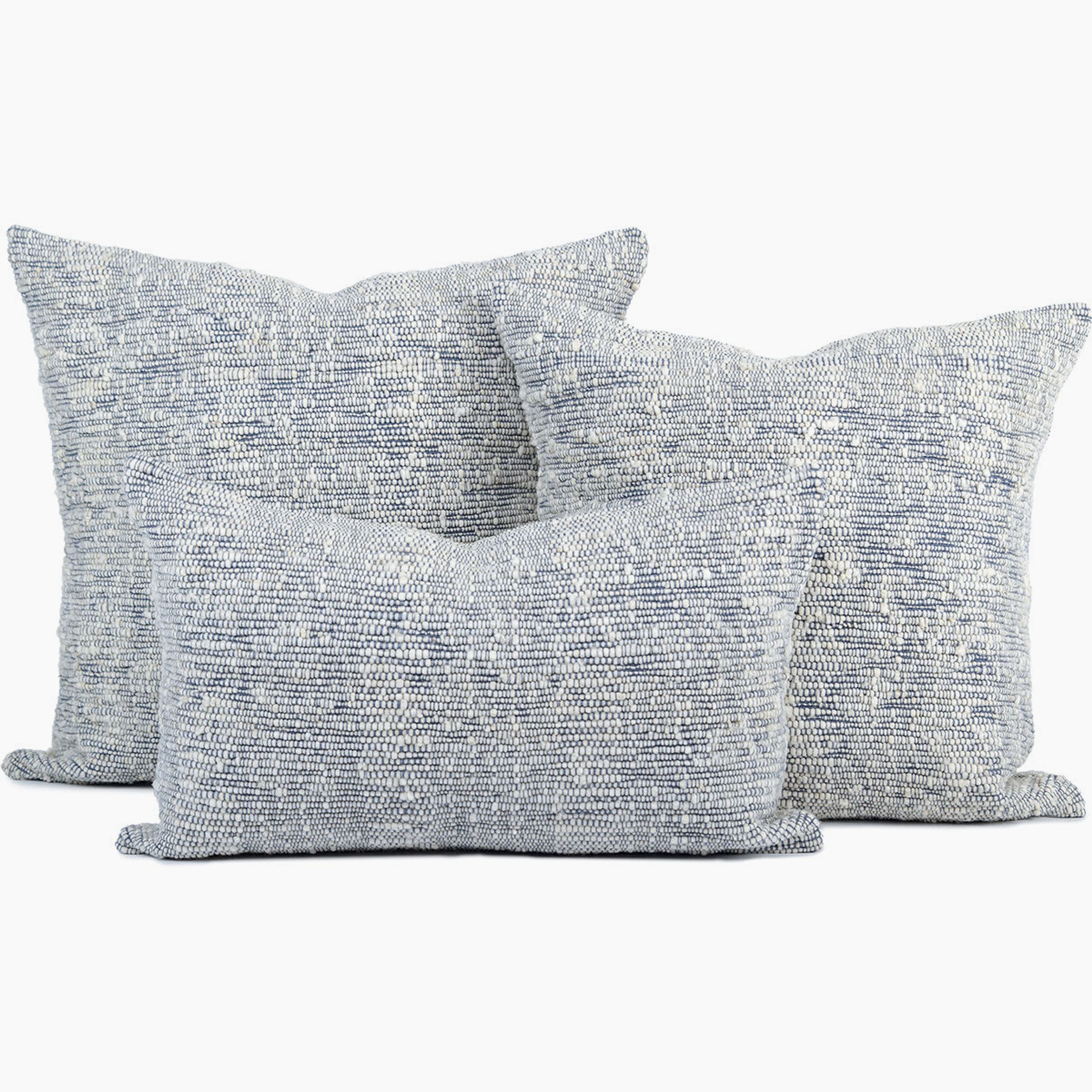 Blue Chunky Wool Lumbar Pillow