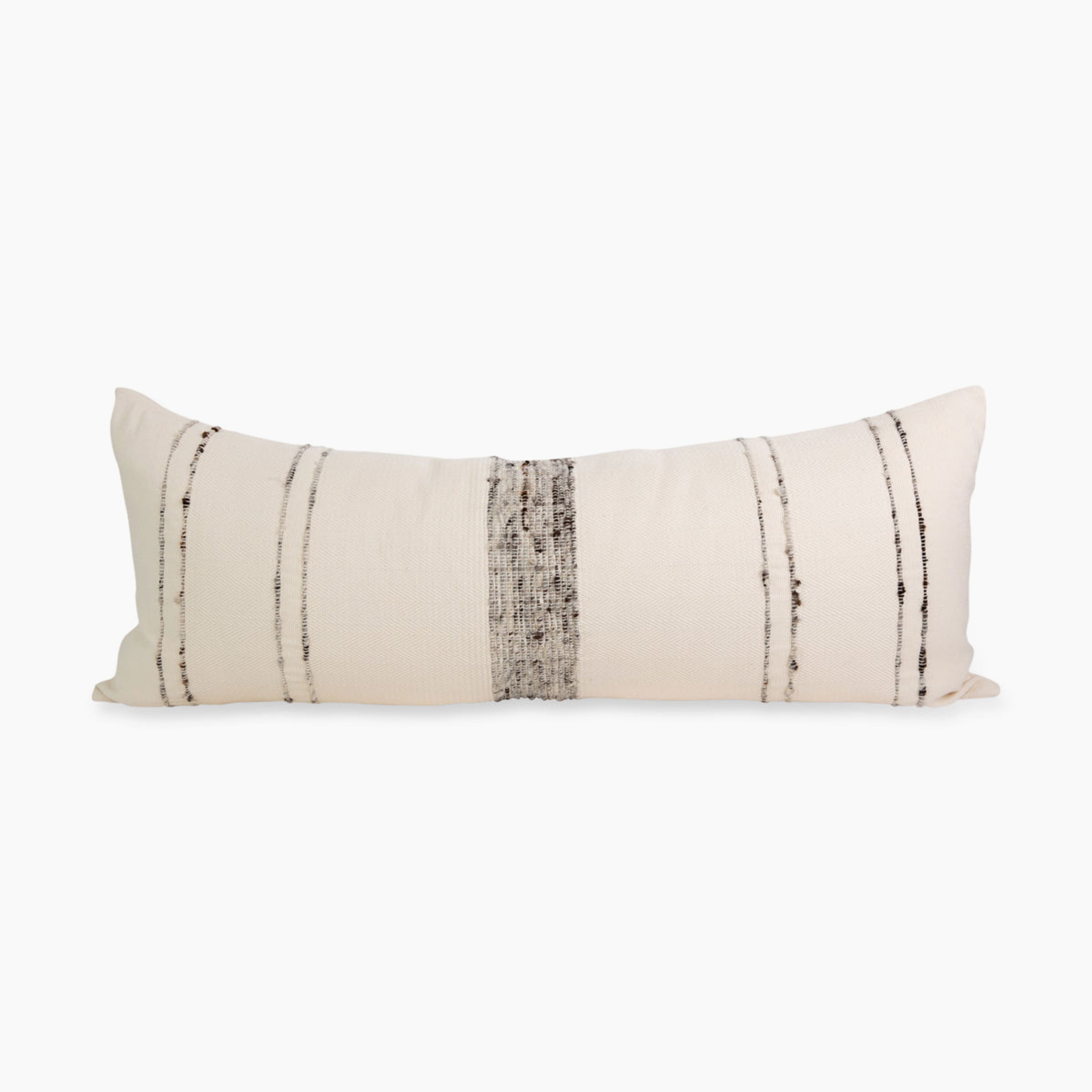 Bogota Lumbar Pillow - Ivory with Grey Stripes
