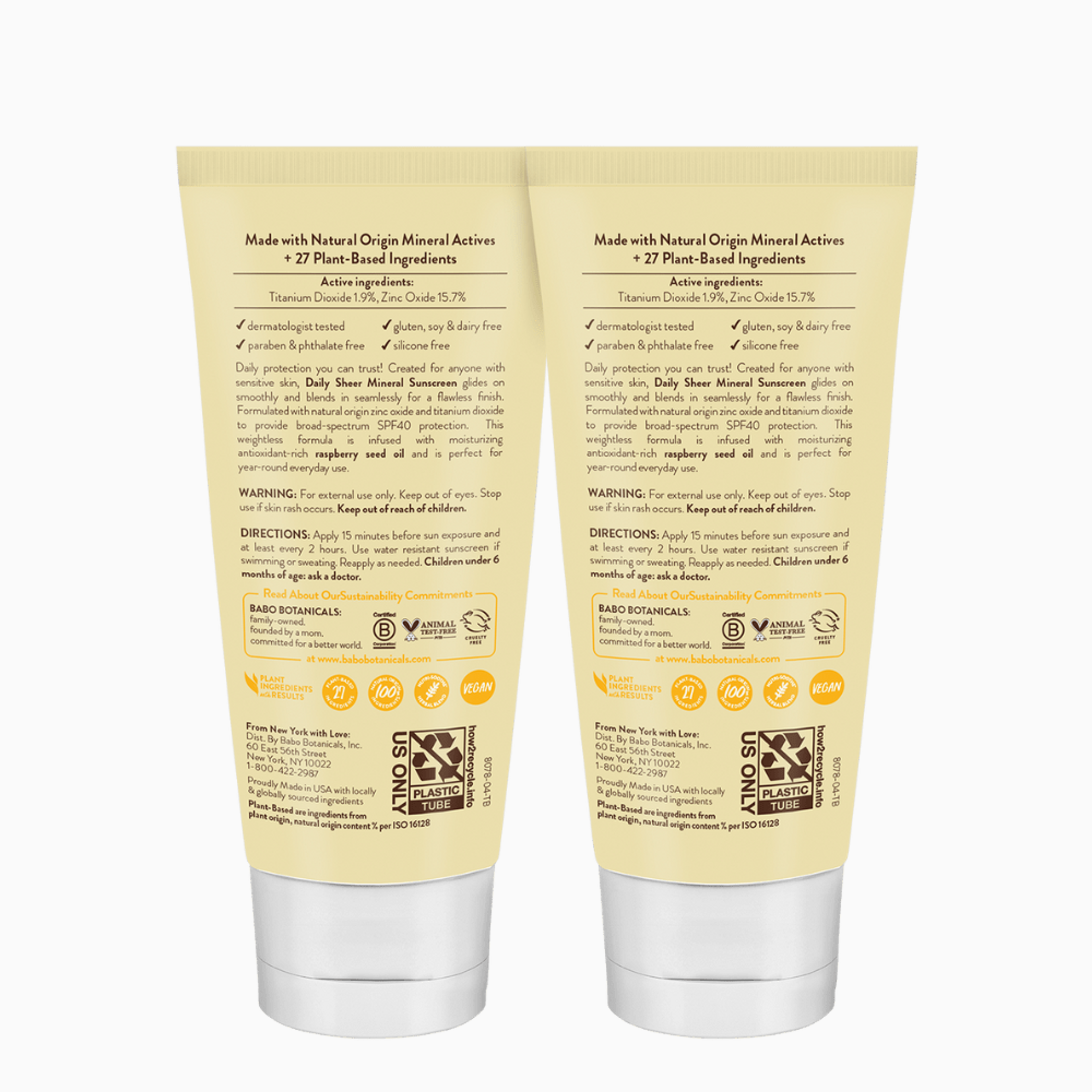 Daily Sheer for Face Fragrance Free Sunscreen Lotion SPF40 Duo
