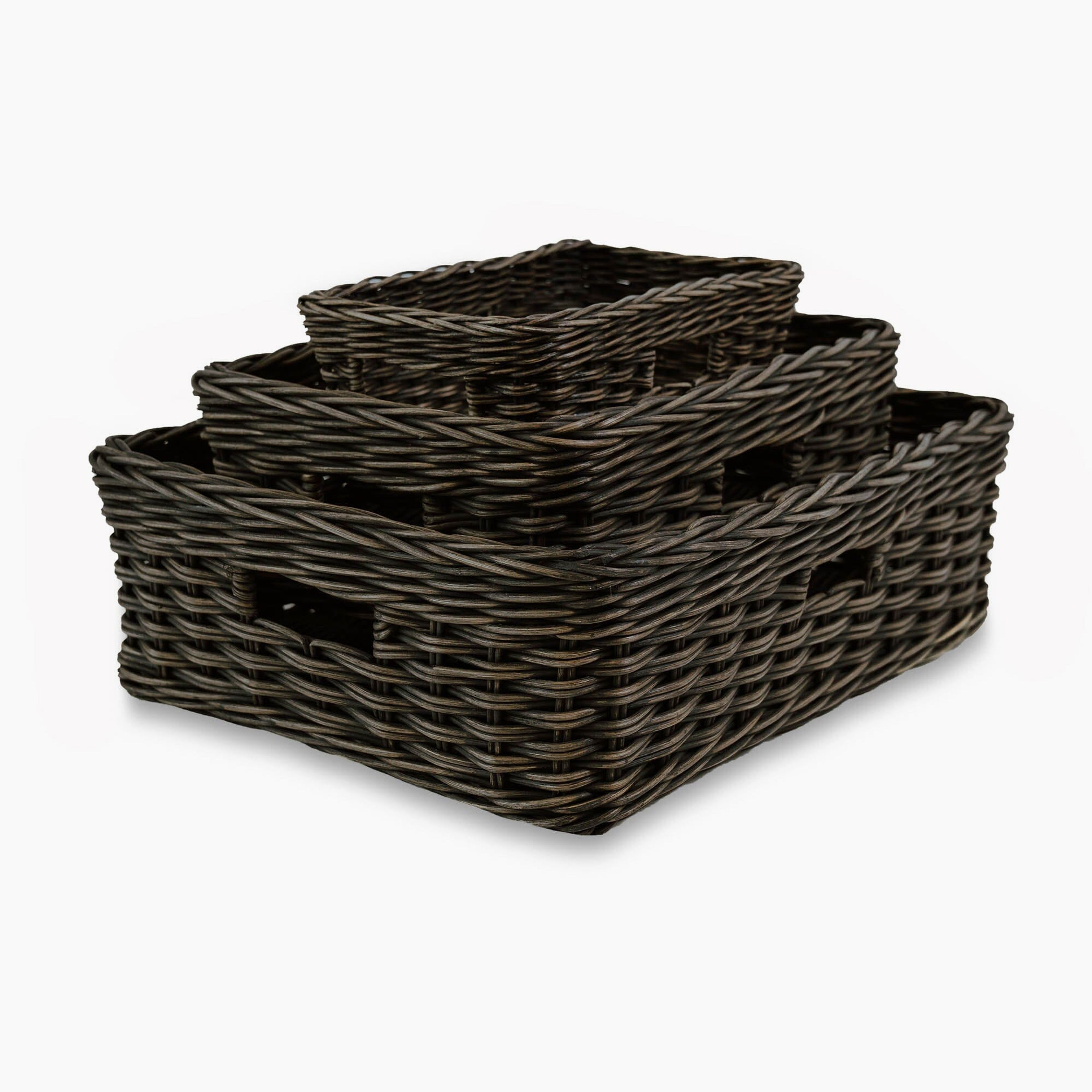 Rectangular Low Wicker Storage Basket