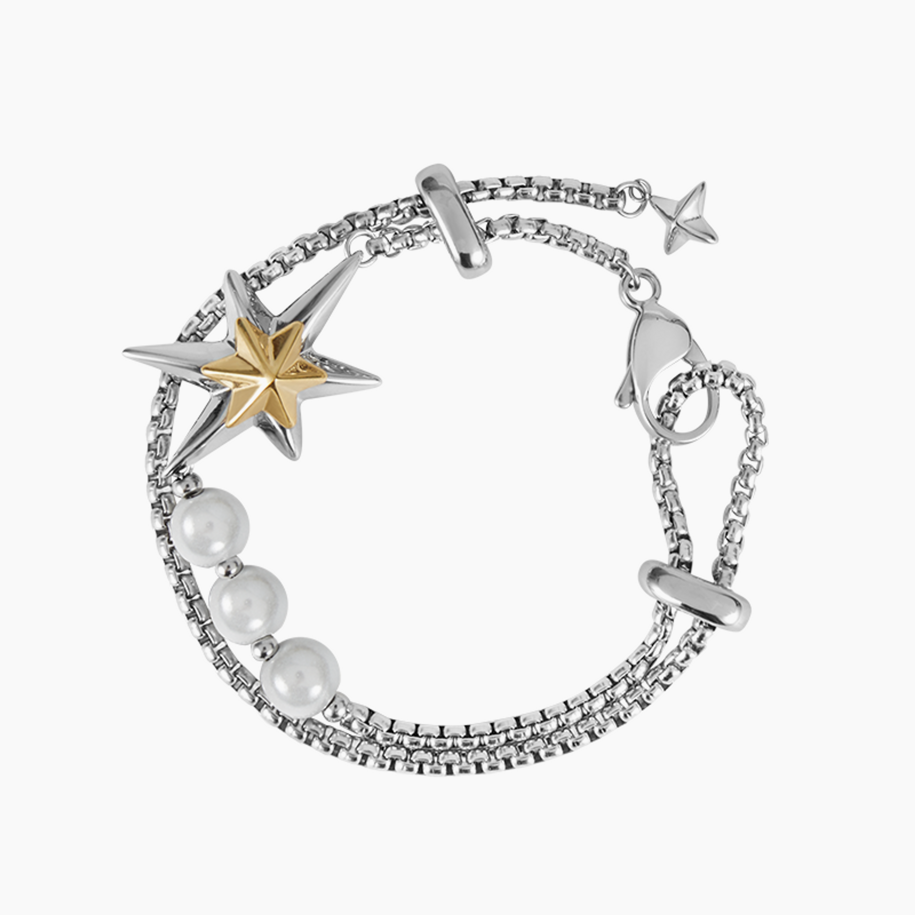Star of Bethlehem Gold And Silver Color-Blocked Adjustable Christmas Star Bracelet