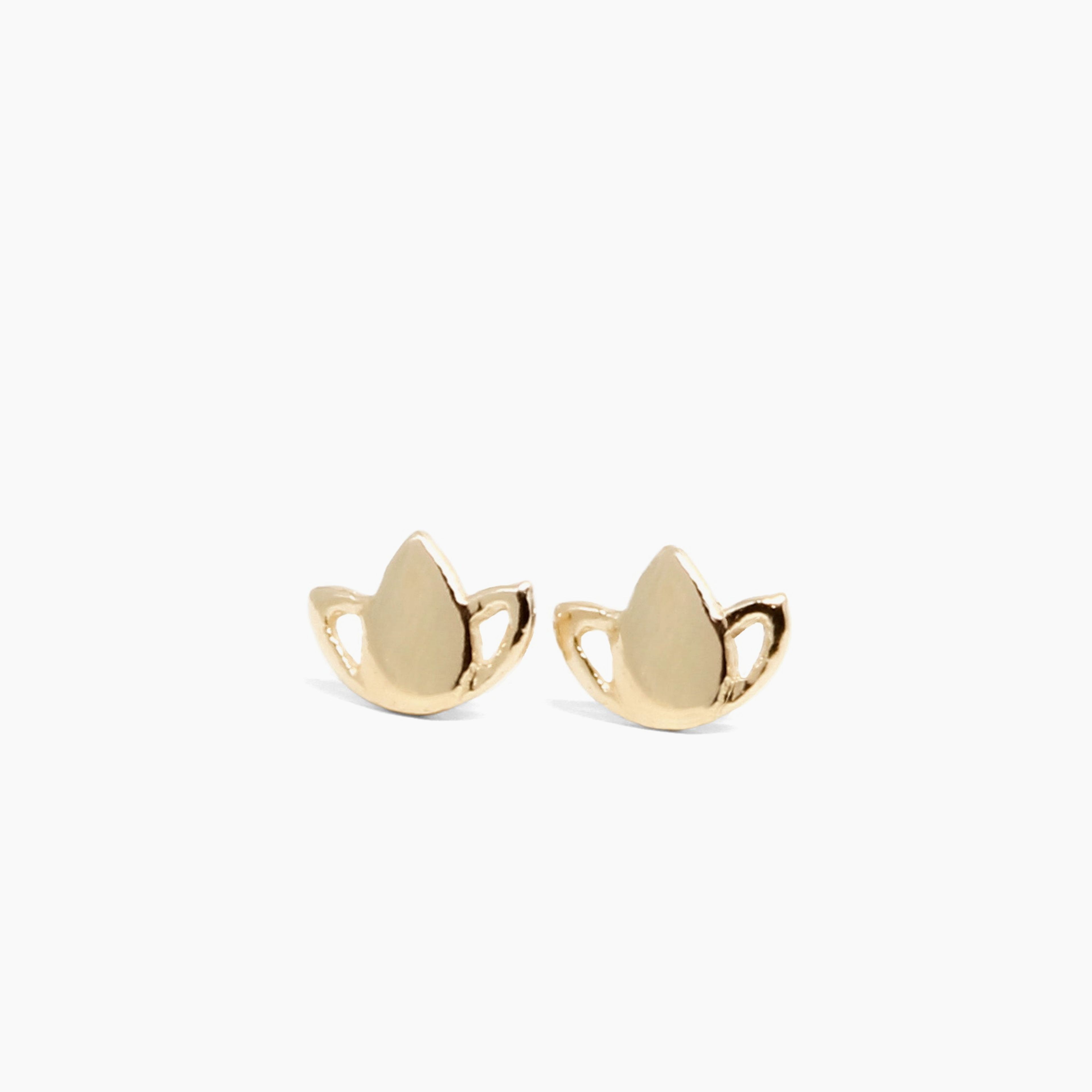Blooming Lotus Stud Earring(s) | Solid 14K Gold
