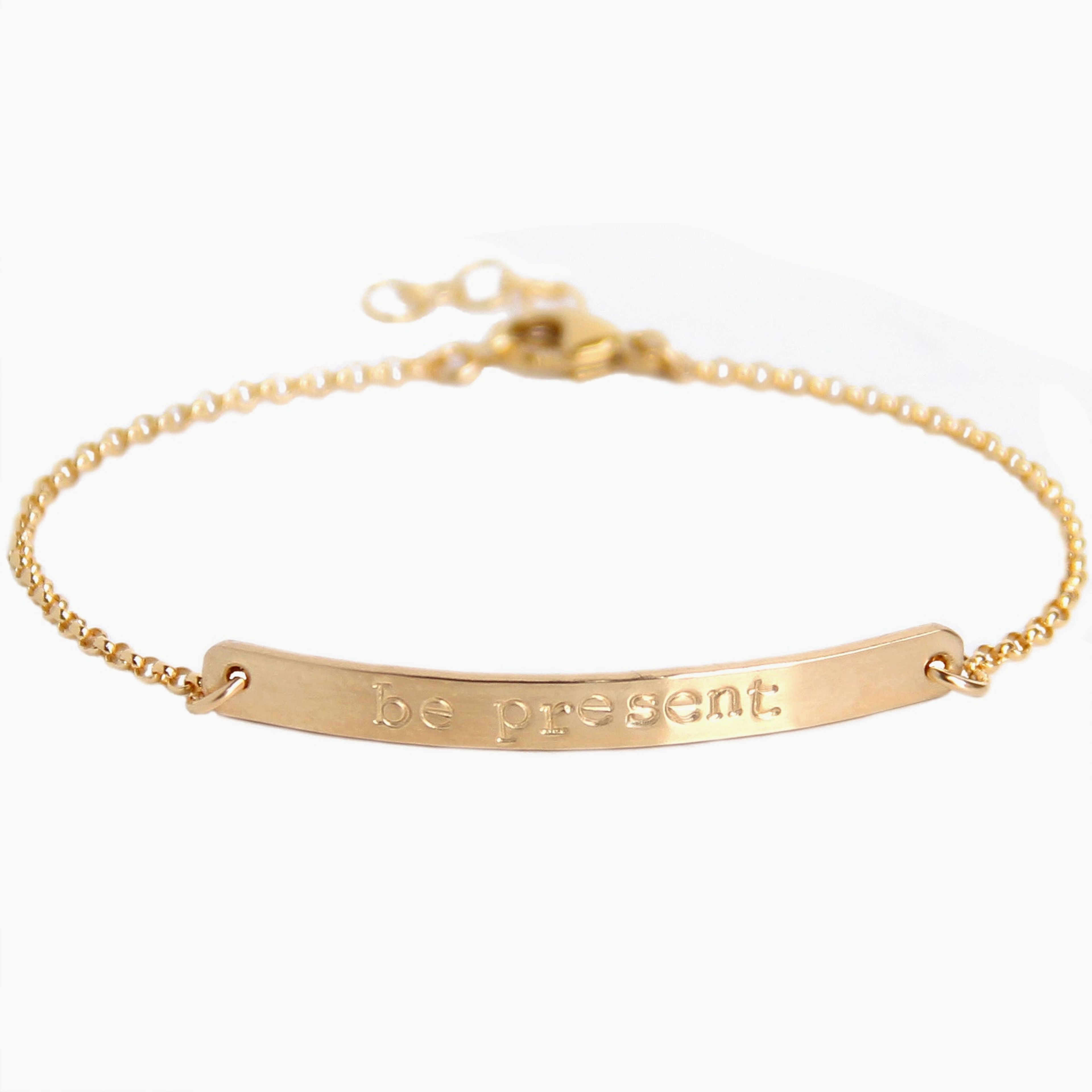 Custom Mantra Bar Bracelet | Gold