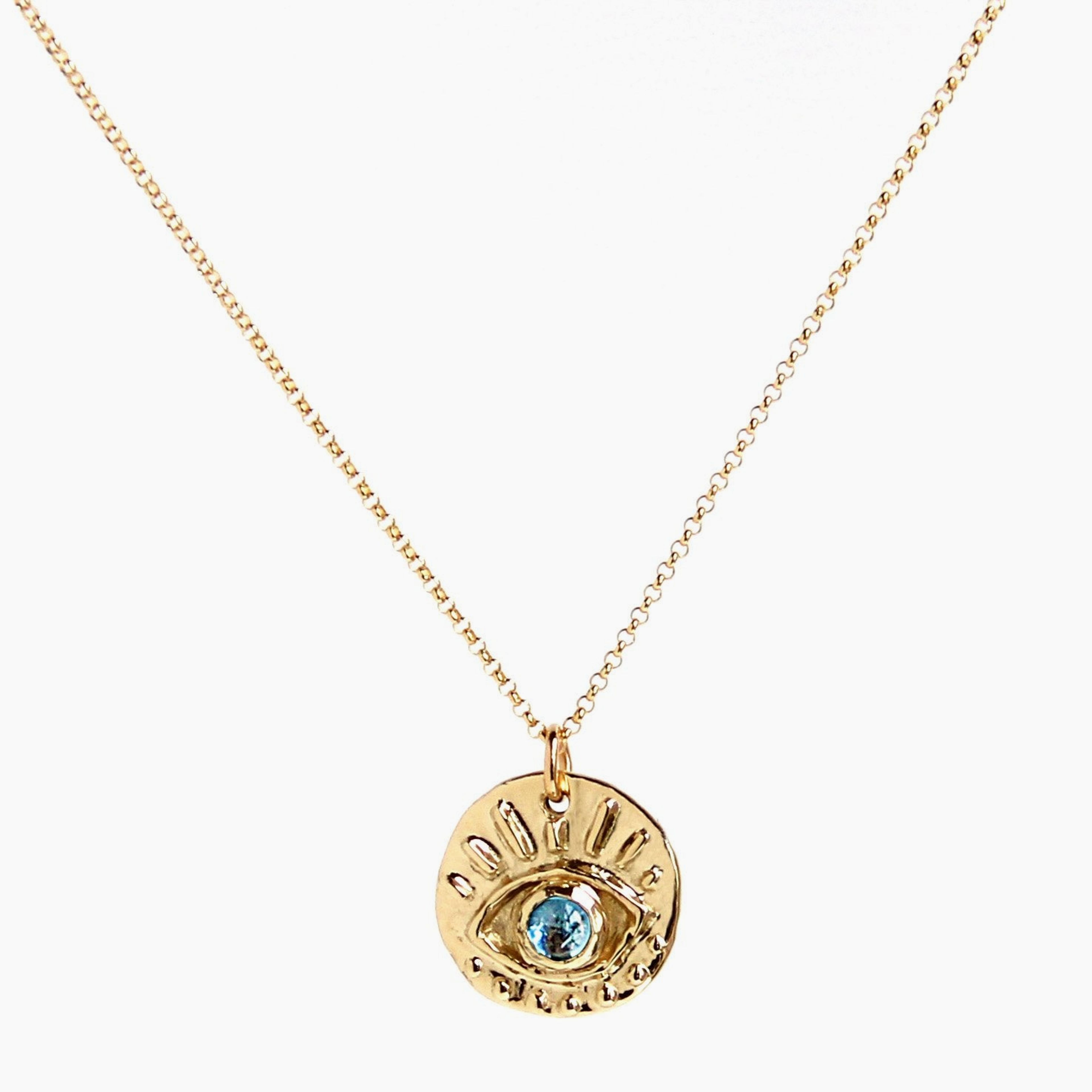 Eye of Protection Necklace | Solid 14k Gold