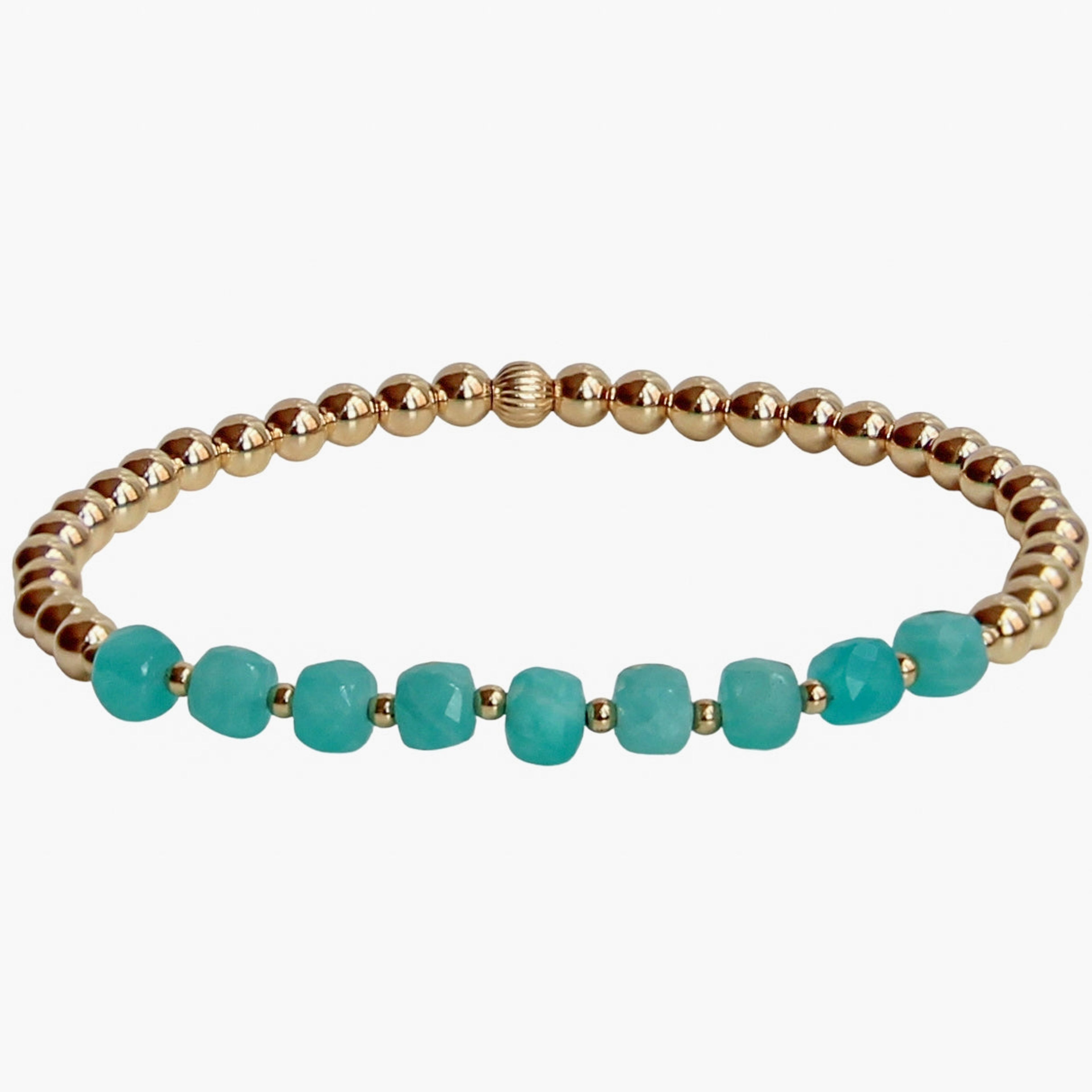 Gold Beaded Bracelet | Amazonite