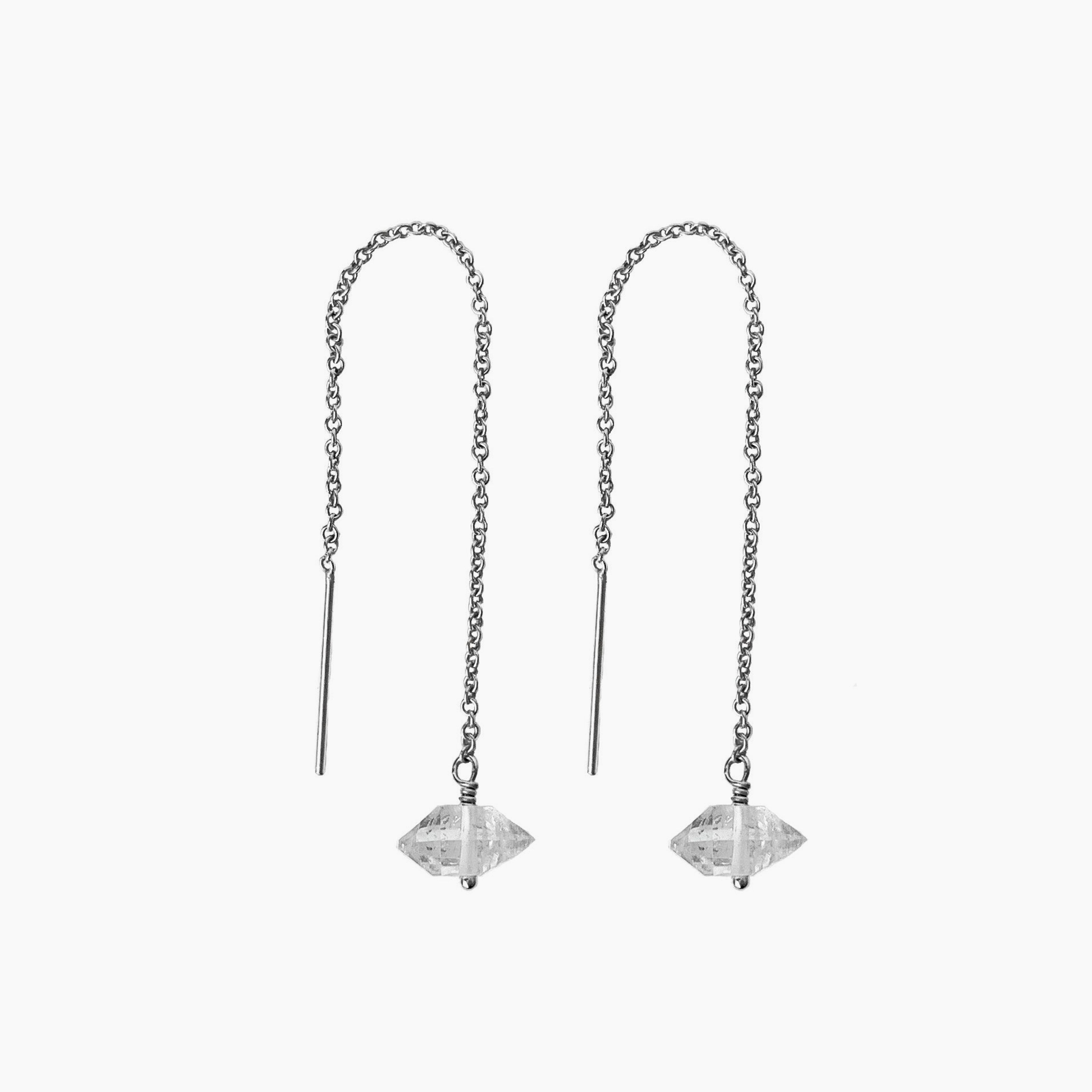 Herkimer Diamond Threader Earrings | Sterling