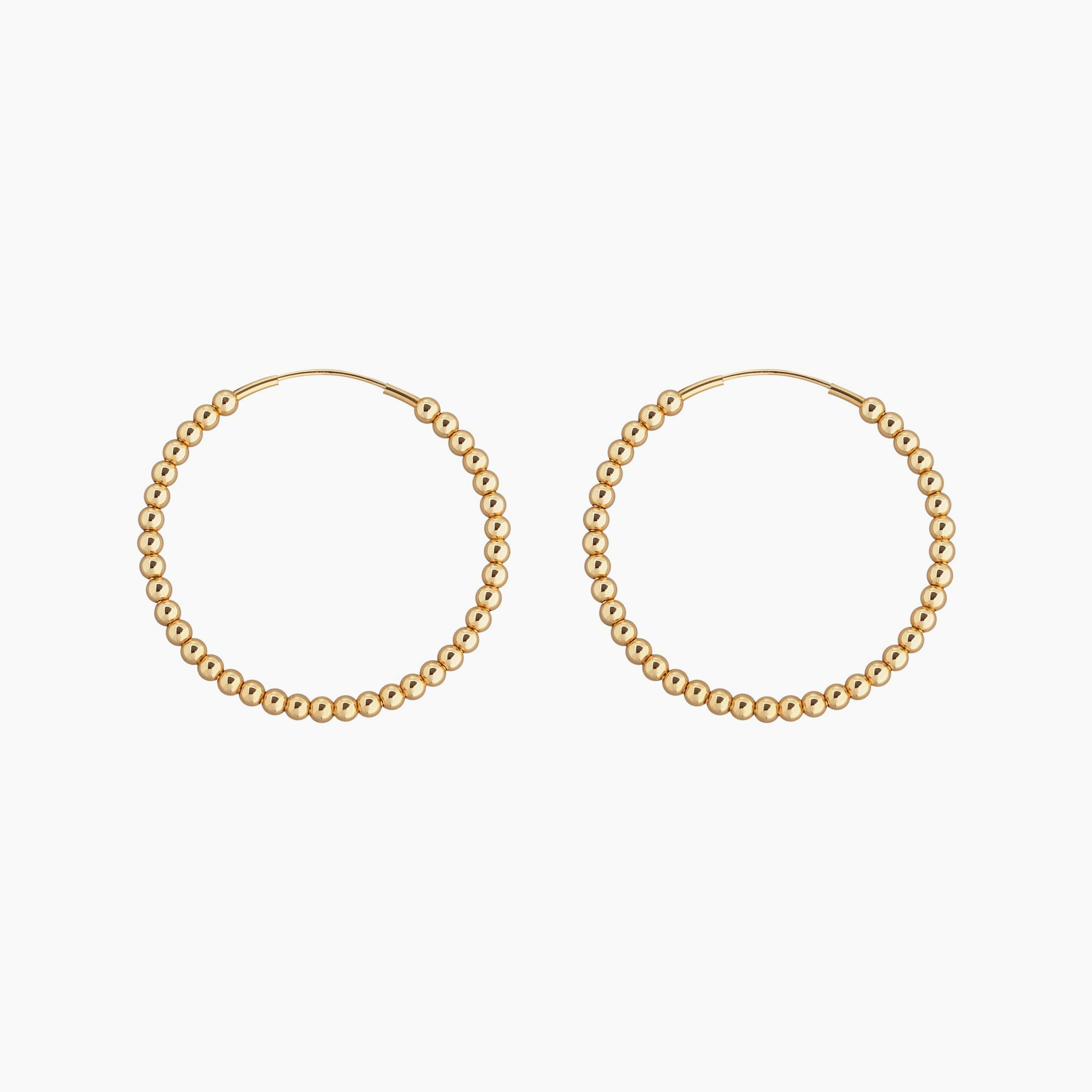 3 MM Gold Filled Beaded Hoop Earrings