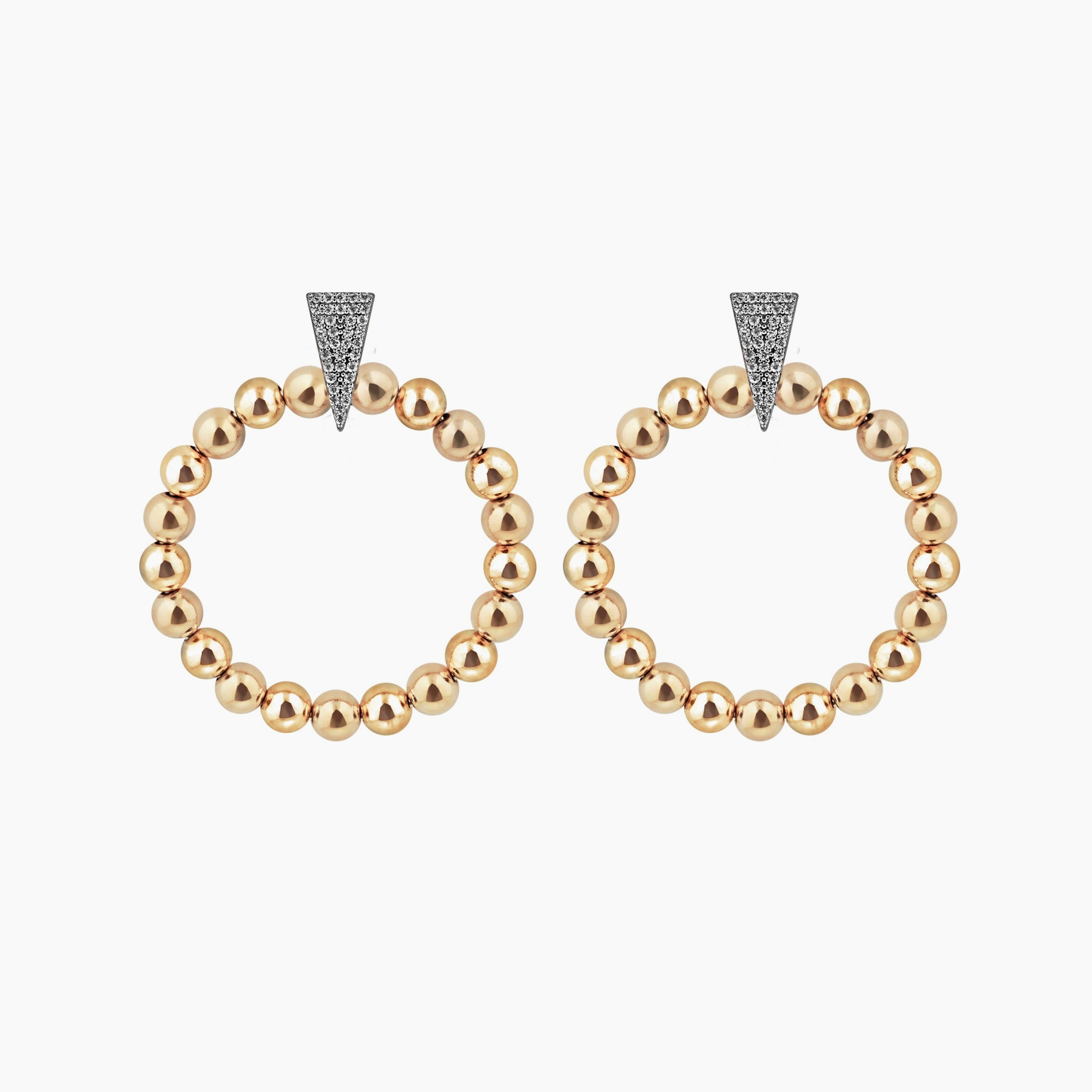 5 MM Gold Filled Triangle Beaded Hoop Earrings