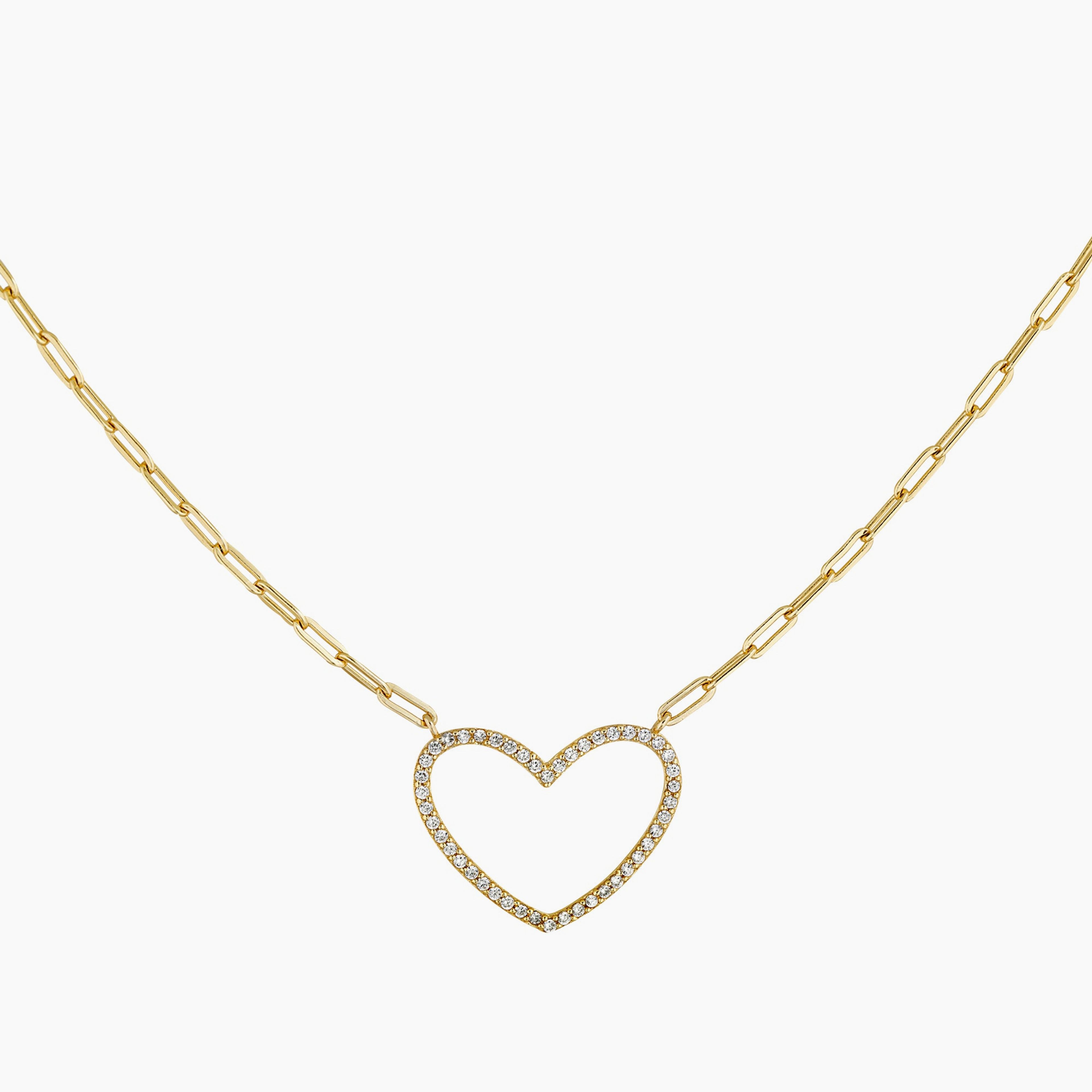 Crystal Hollow Heart Necklace