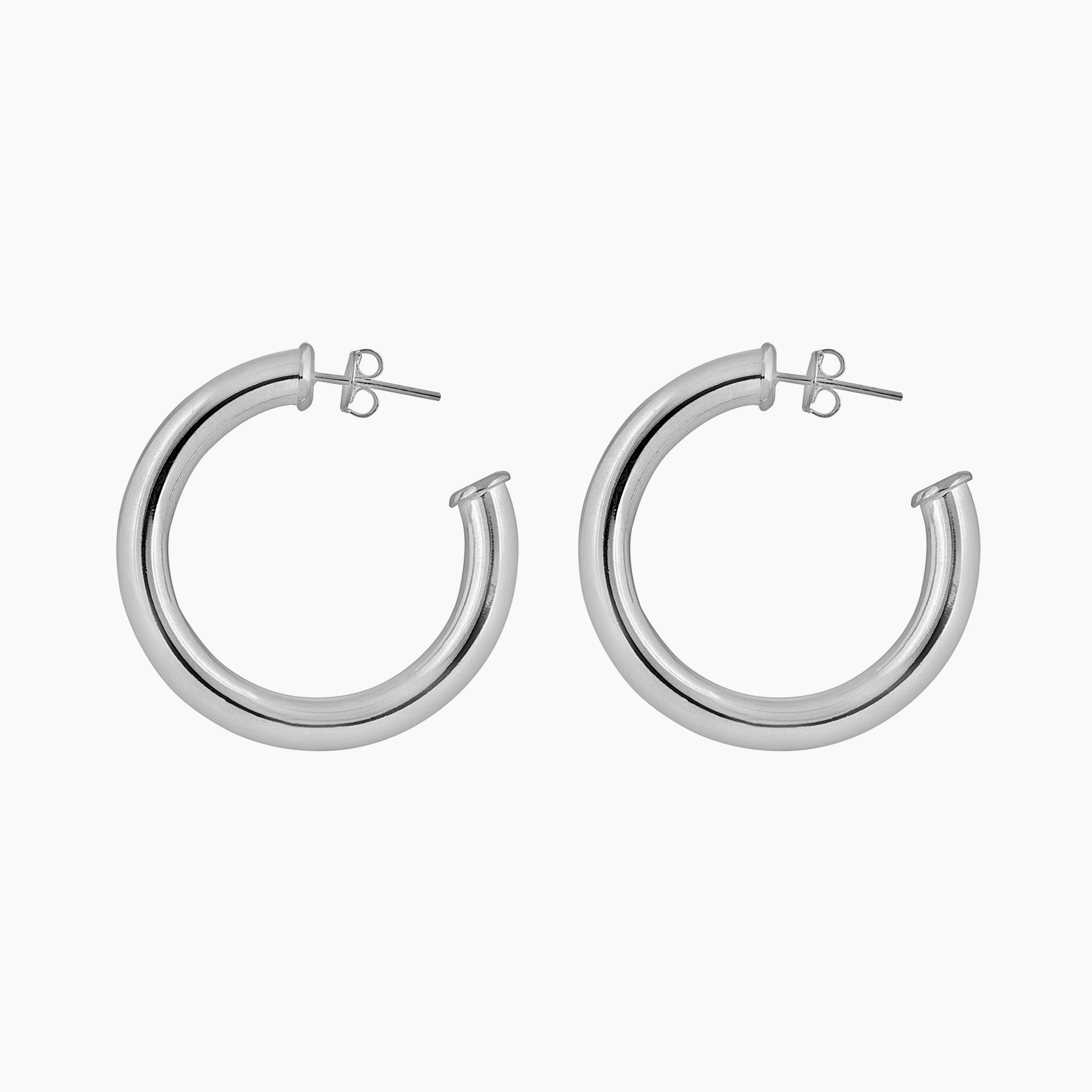 Large Sterling Silver Tube Earrings