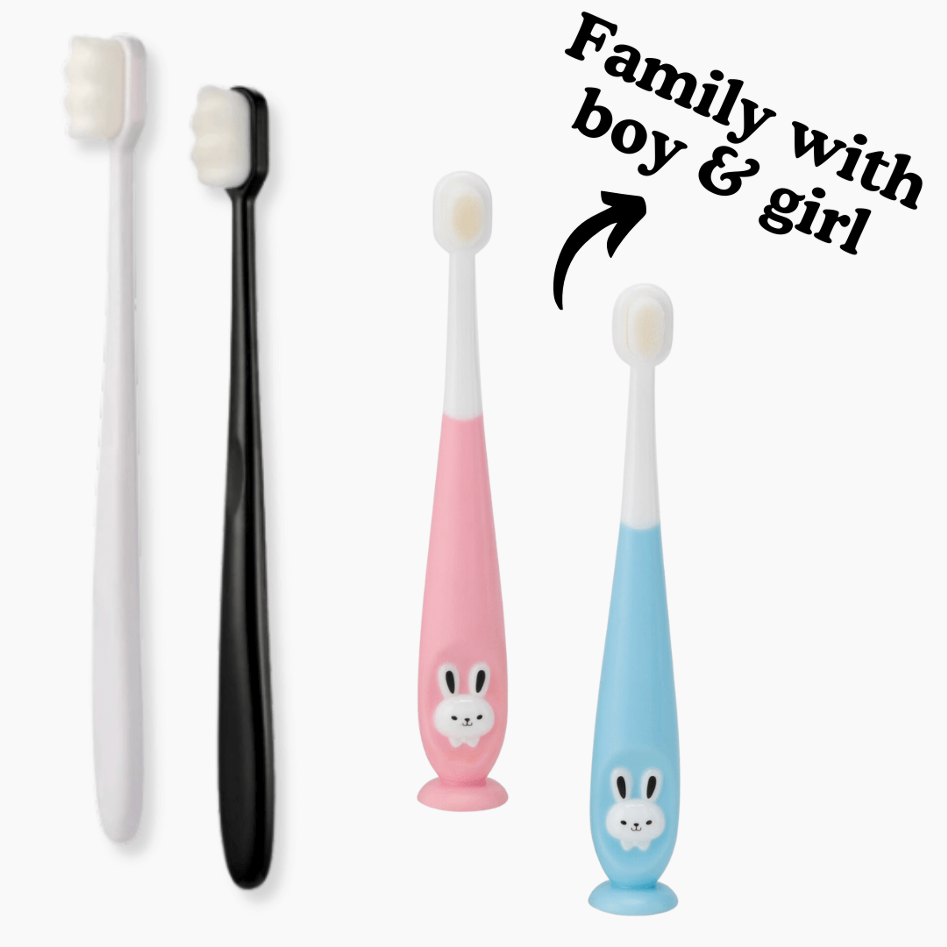 BREVI 4-Pack Family Nordic-Inspired Premium Nano Toothbrush