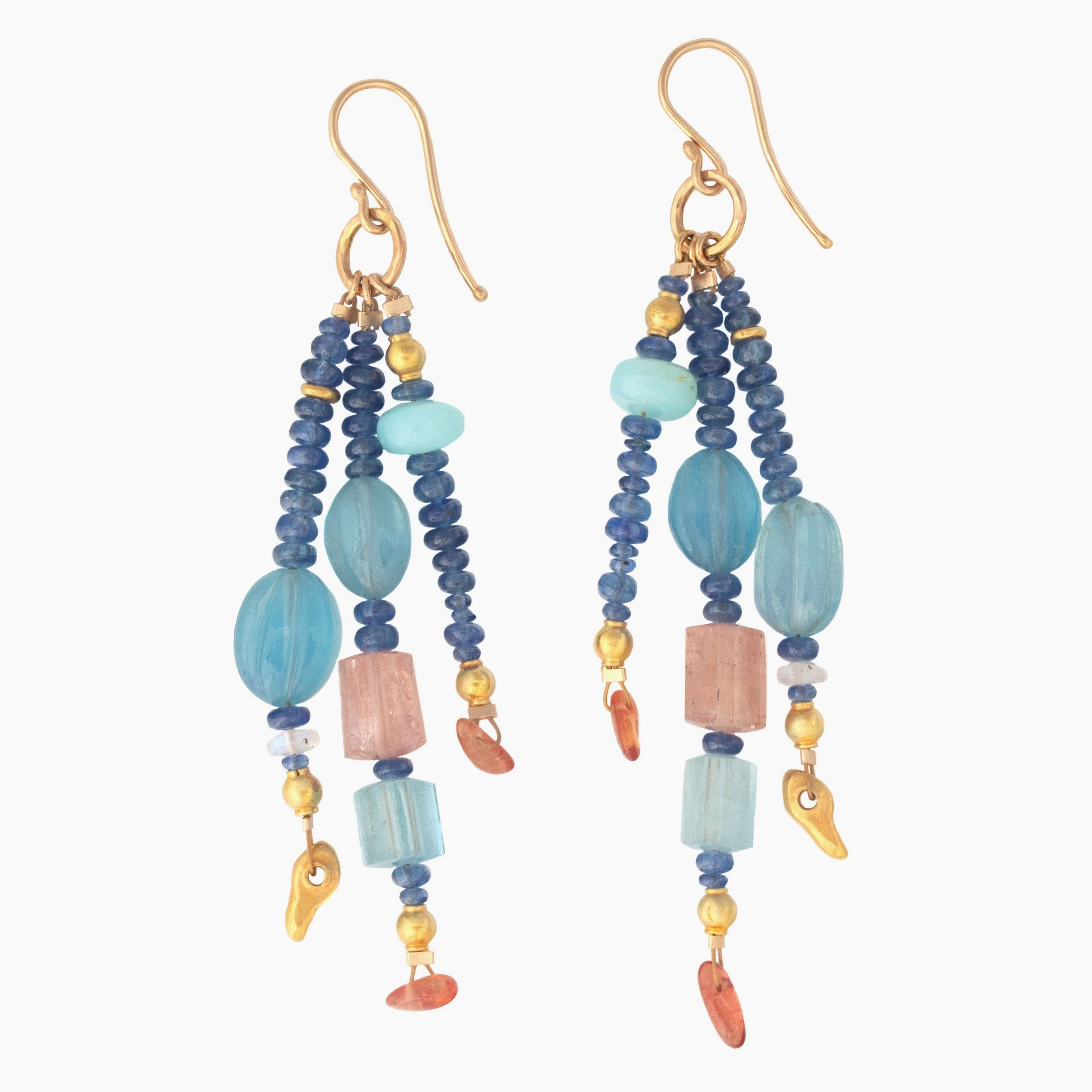 Colorful Triple Drop Gemstone Earrings